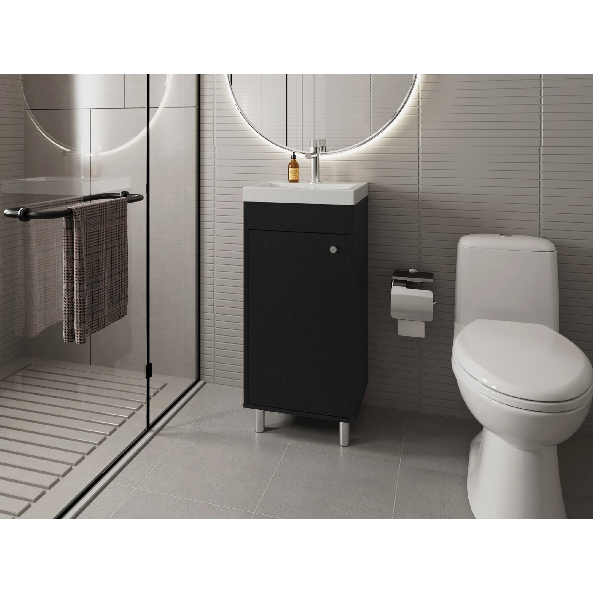 VANITORIO 84X32X40,2 CM 1 PUERTA EN COLOR NEGRO - 5