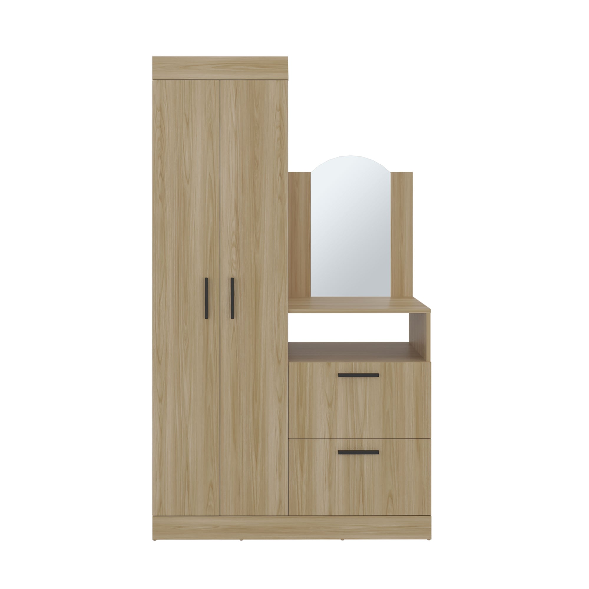 CLOSET COMODA CON ESPEJO 3 PUERTAS 1 CAJON EN COLOR CAFE CLARO - 2