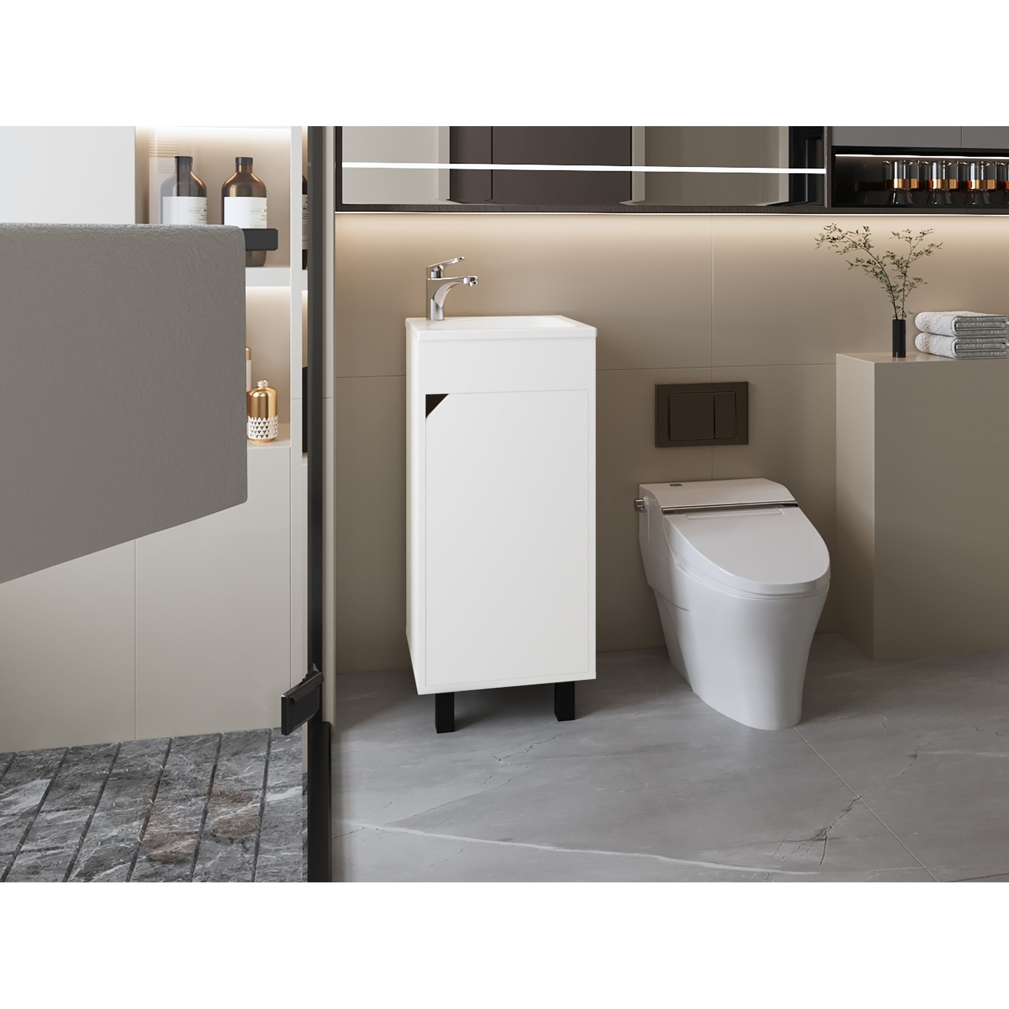 VANITORIO 86,4X40X32,5 CM 1 PUERTA EN COLOR BLANCO - 5