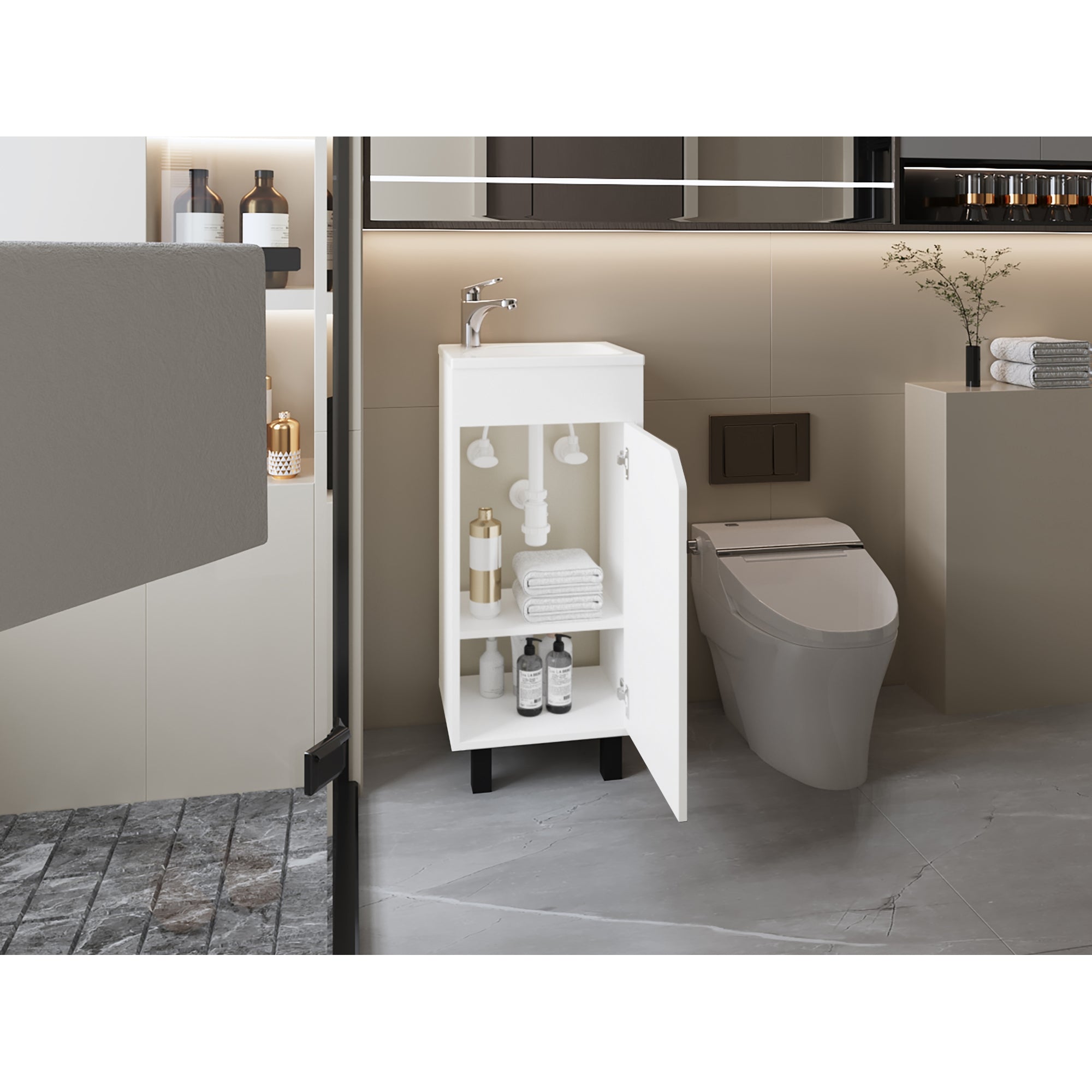 VANITORIO 86,4X40X32,5 CM 1 PUERTA EN COLOR BLANCO - 6