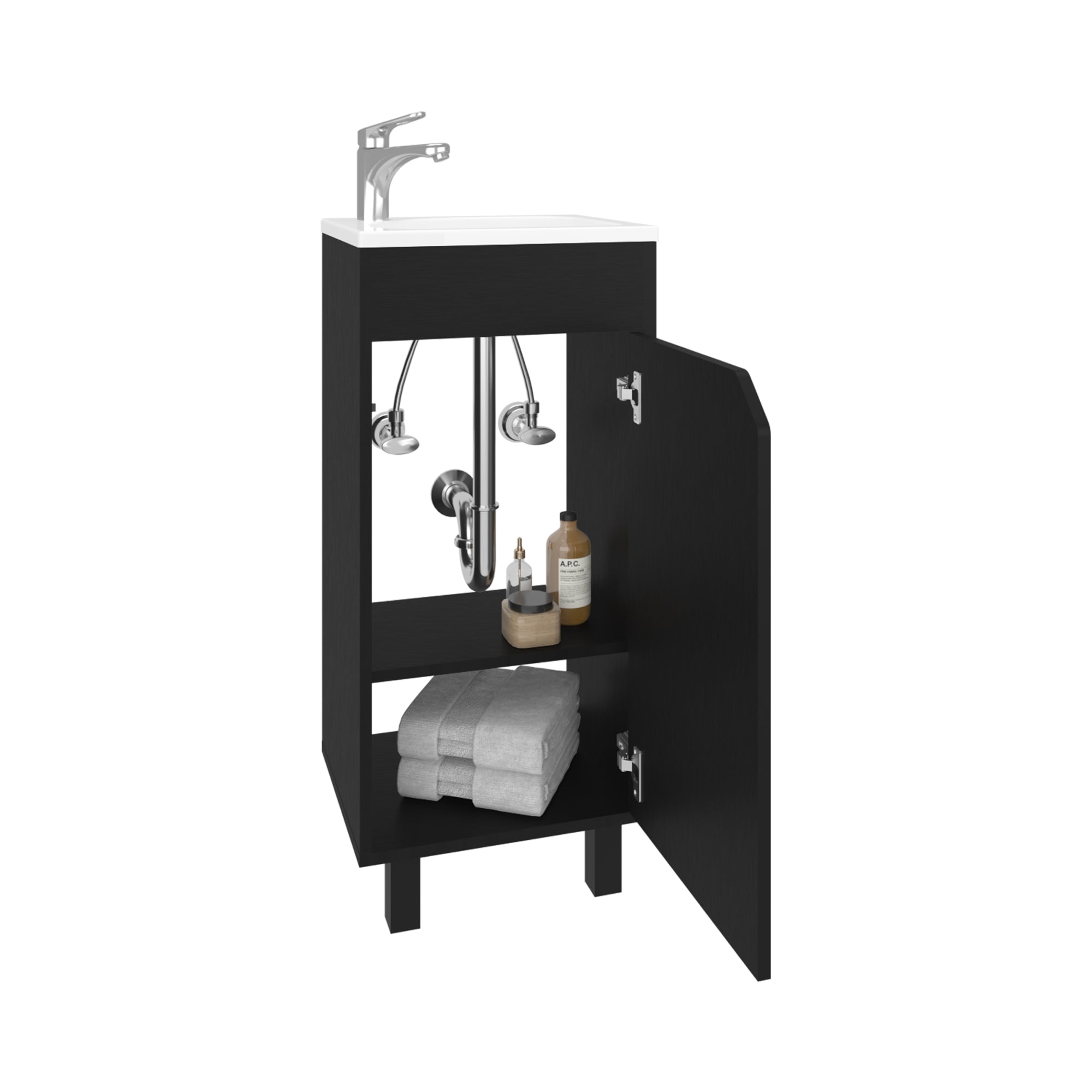 VANITORIO 86,4X40X32,5 CM 1 PUERTA EN COLOR NEGRO - 4