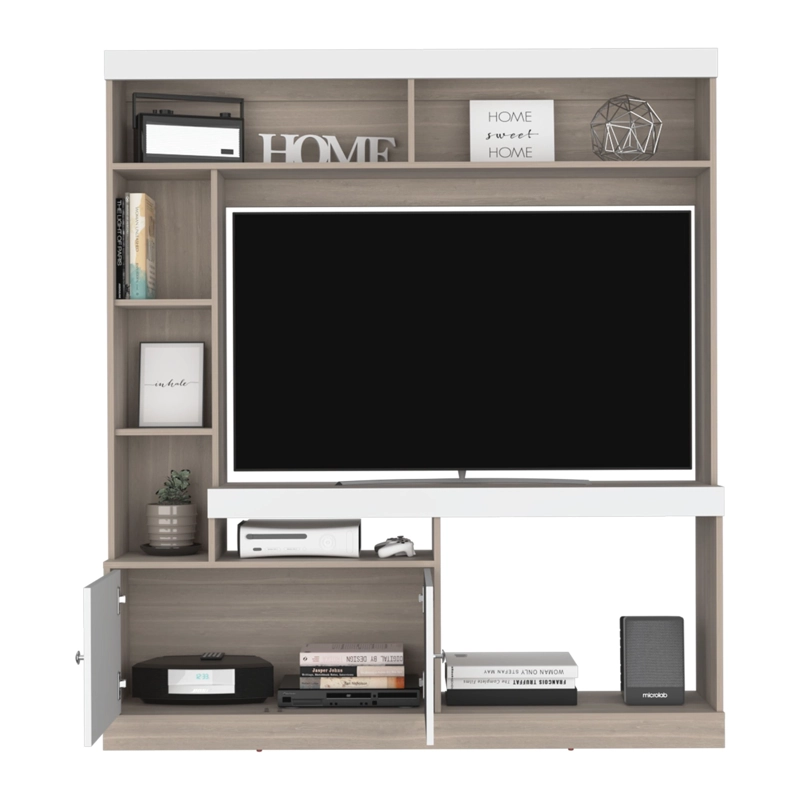 ESTANTE TV 52' 170,6X150X30,3 CM EN COLOR CAFE CLARO Y EN COLOR BLANCO - 3
