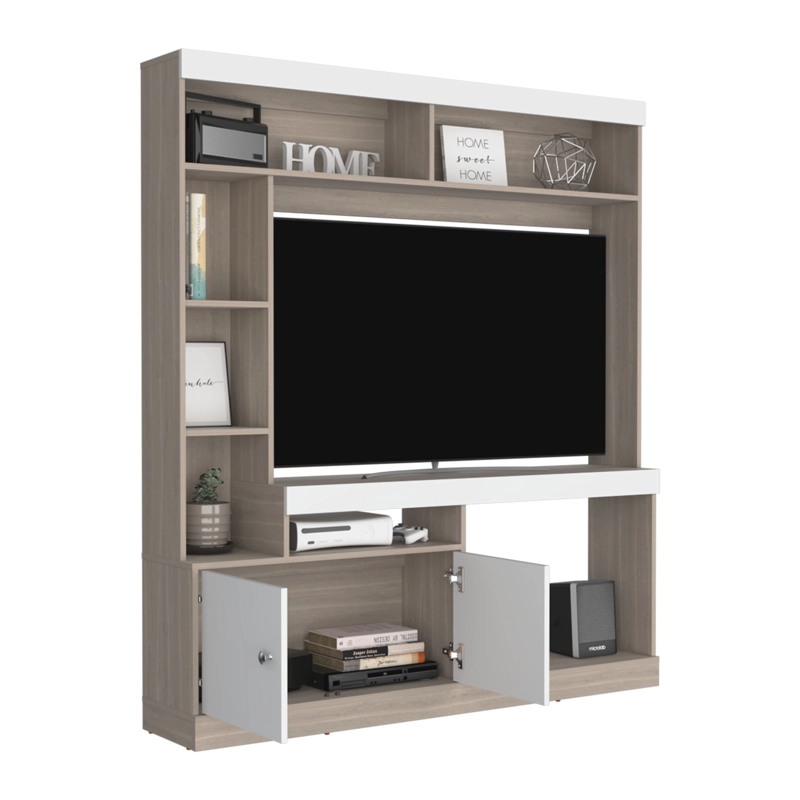 ESTANTE TV 52' 170,6X150X30,3 CM EN COLOR CAFE CLARO Y EN COLOR BLANCO - 4