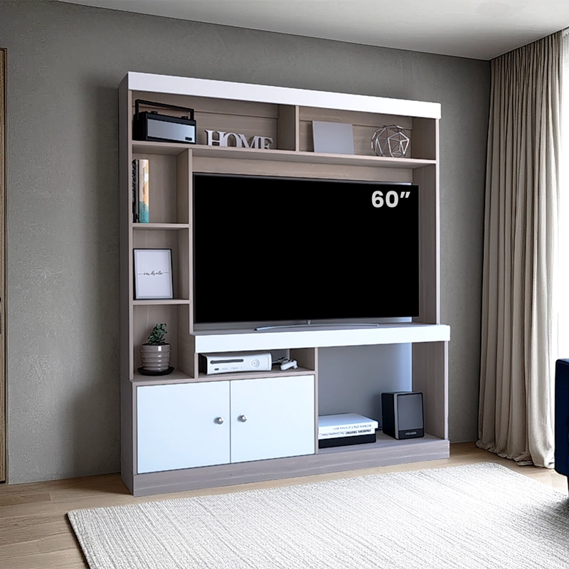 ESTANTE TV 52' 170,6X150X30,3 CM EN COLOR CAFE CLARO Y EN COLOR BLANCO - 5