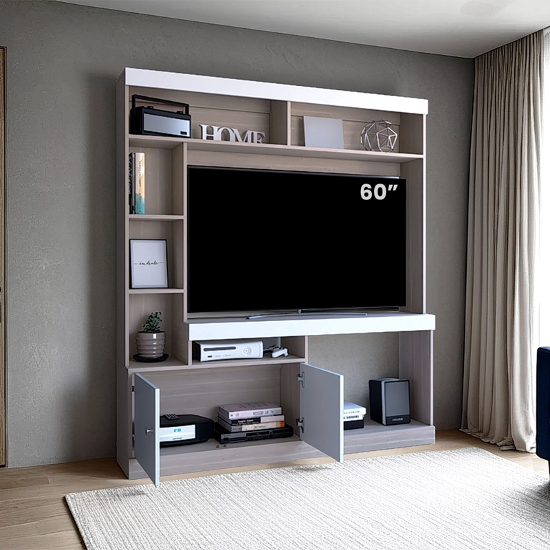 ESTANTE TV 52' 170,6X150X30,3 CM EN COLOR CAFE CLARO Y EN COLOR BLANCO - 6