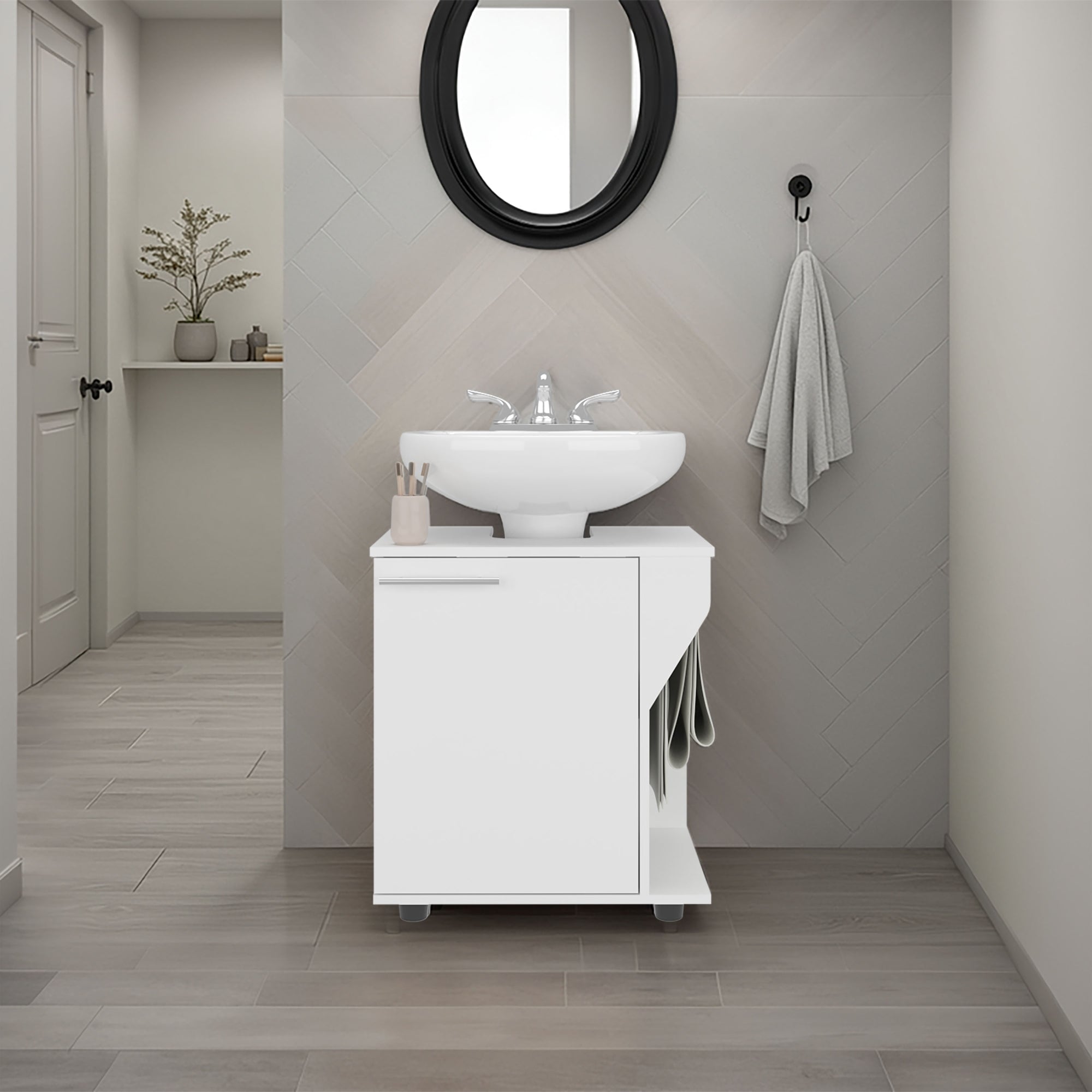 MUEBLE PARA LAVAMANOS 1 PUERTA EN COLOR BLANCO - 5