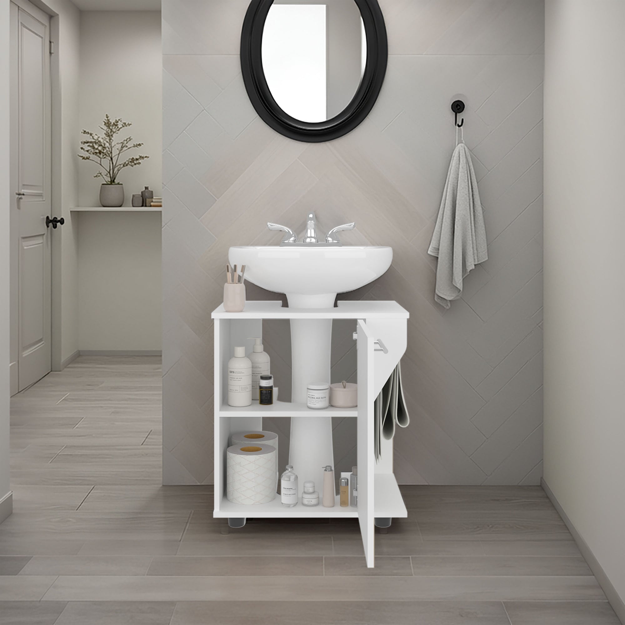 MUEBLE PARA LAVAMANOS 1 PUERTA EN COLOR BLANCO - 6