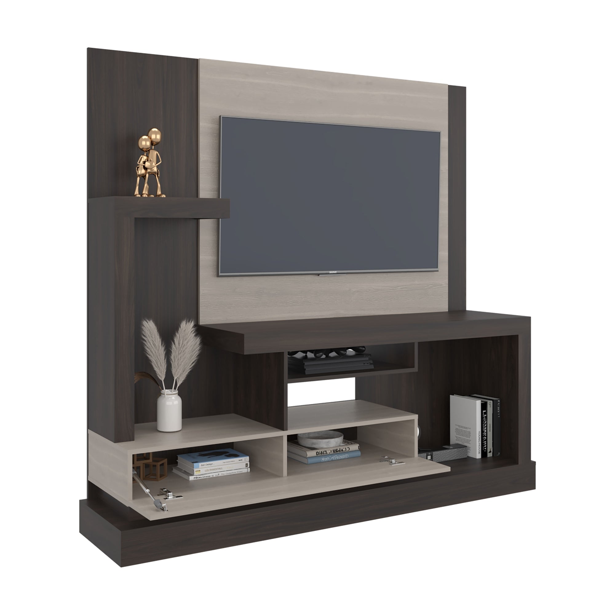 ESTANTE TV 55' 1 PUERTA 180X172,2X41,5 CM EN COLOR CAFE CLARO - 9