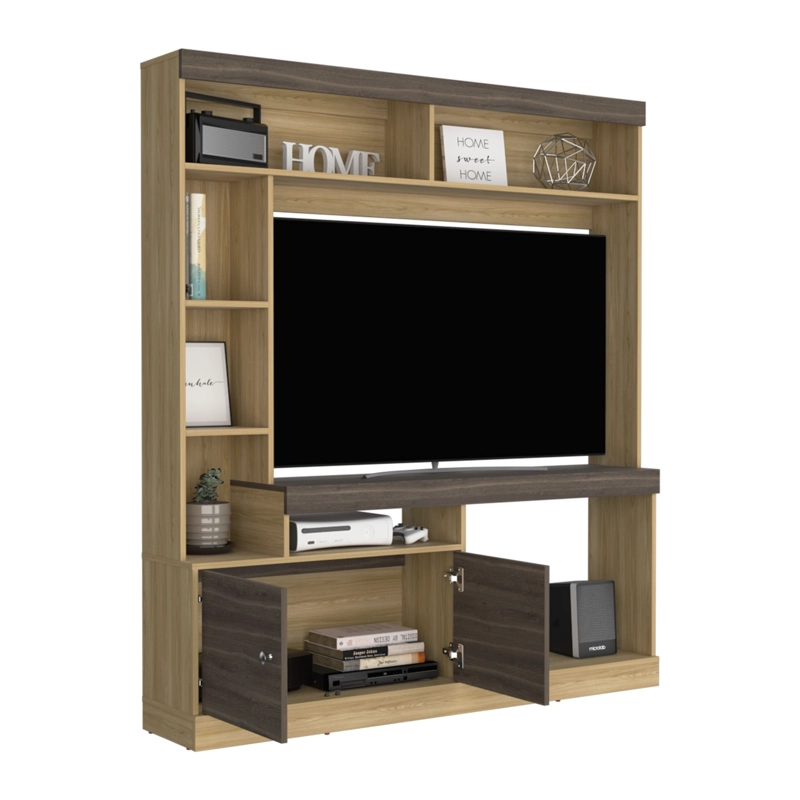 ESTANTE TV 52' 170,6X150X30,3 CM EN COLOR CAFE CLARO Y EN COLOR CAFE OSCURO - 4