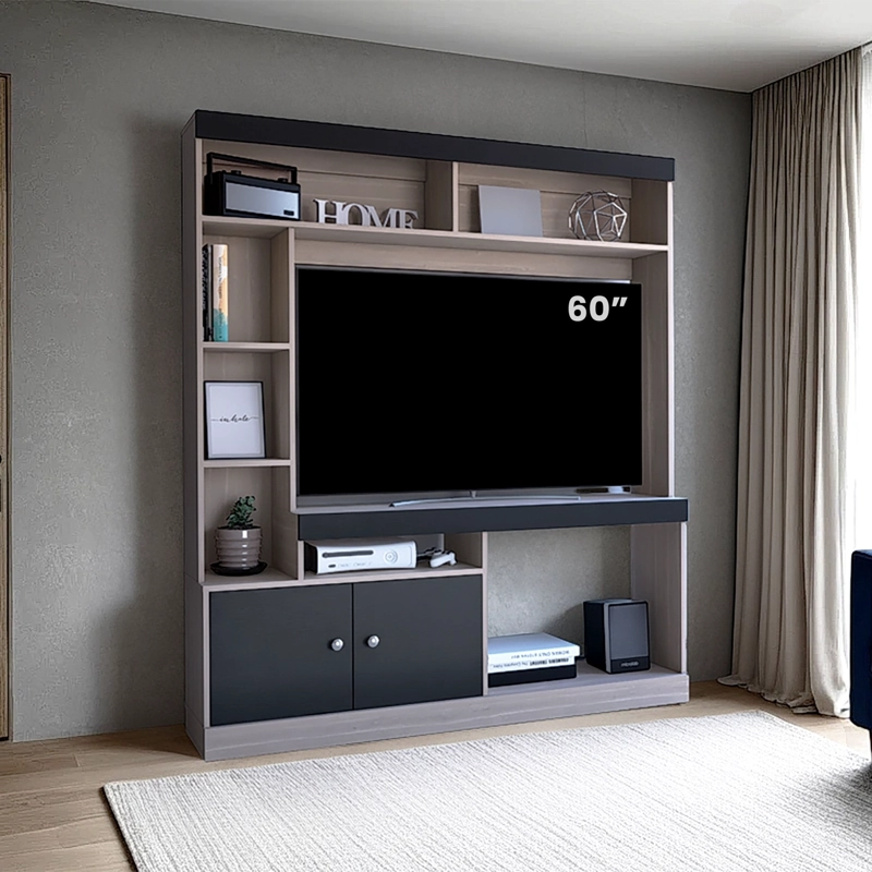 ESTANTE TV 52' 170,6X150X30,3 CM EN COLOR CAFE BEIGE Y EN COLOR NEGRO - 5