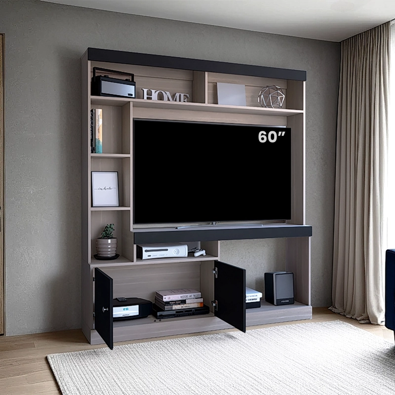ESTANTE TV 52' 170,6X150X30,3 CM EN COLOR CAFE BEIGE Y EN COLOR NEGRO - 6