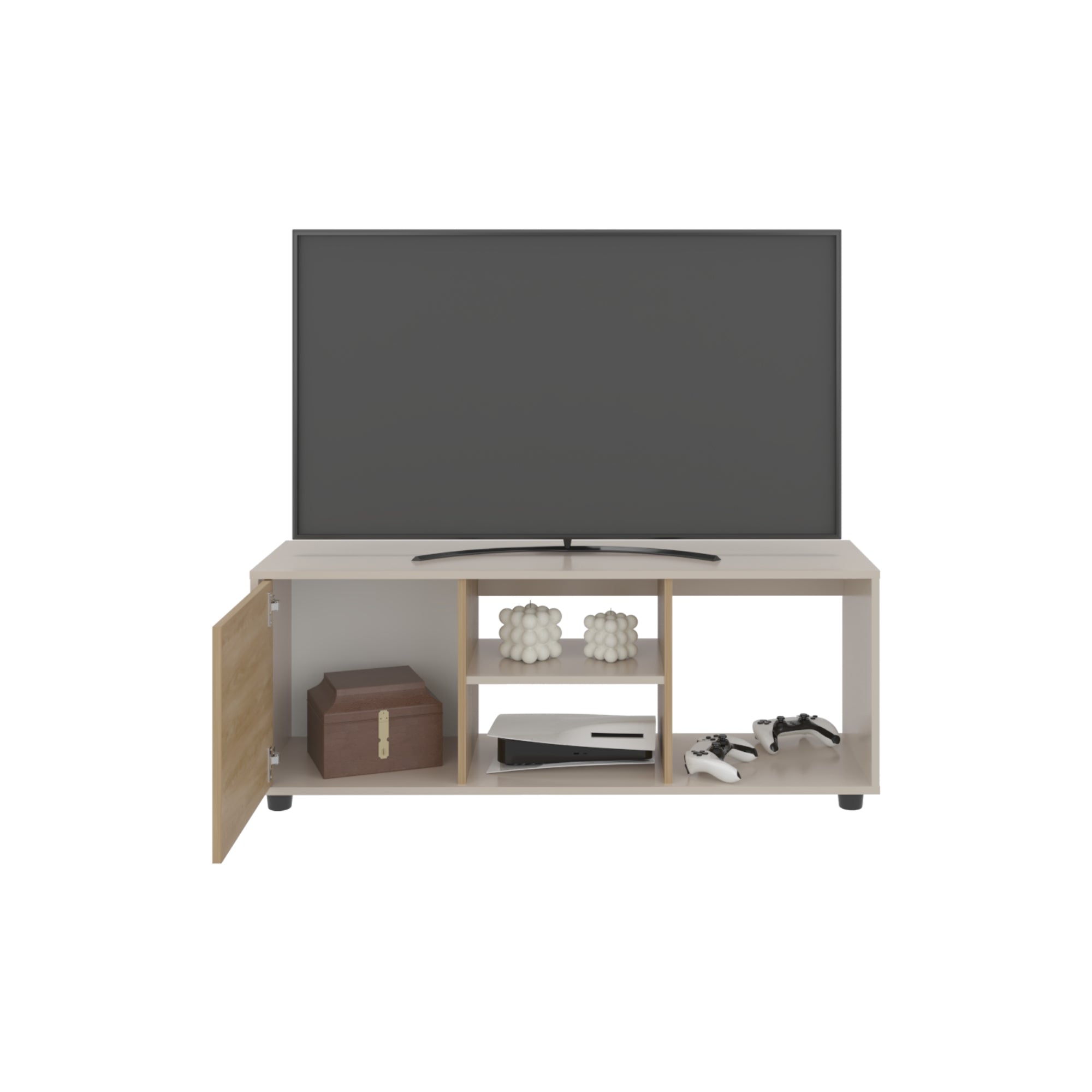 RACK TV 50' 120,3X34,9X46,7 BEIGE Y EN COLOR CAFE CLARO - 3