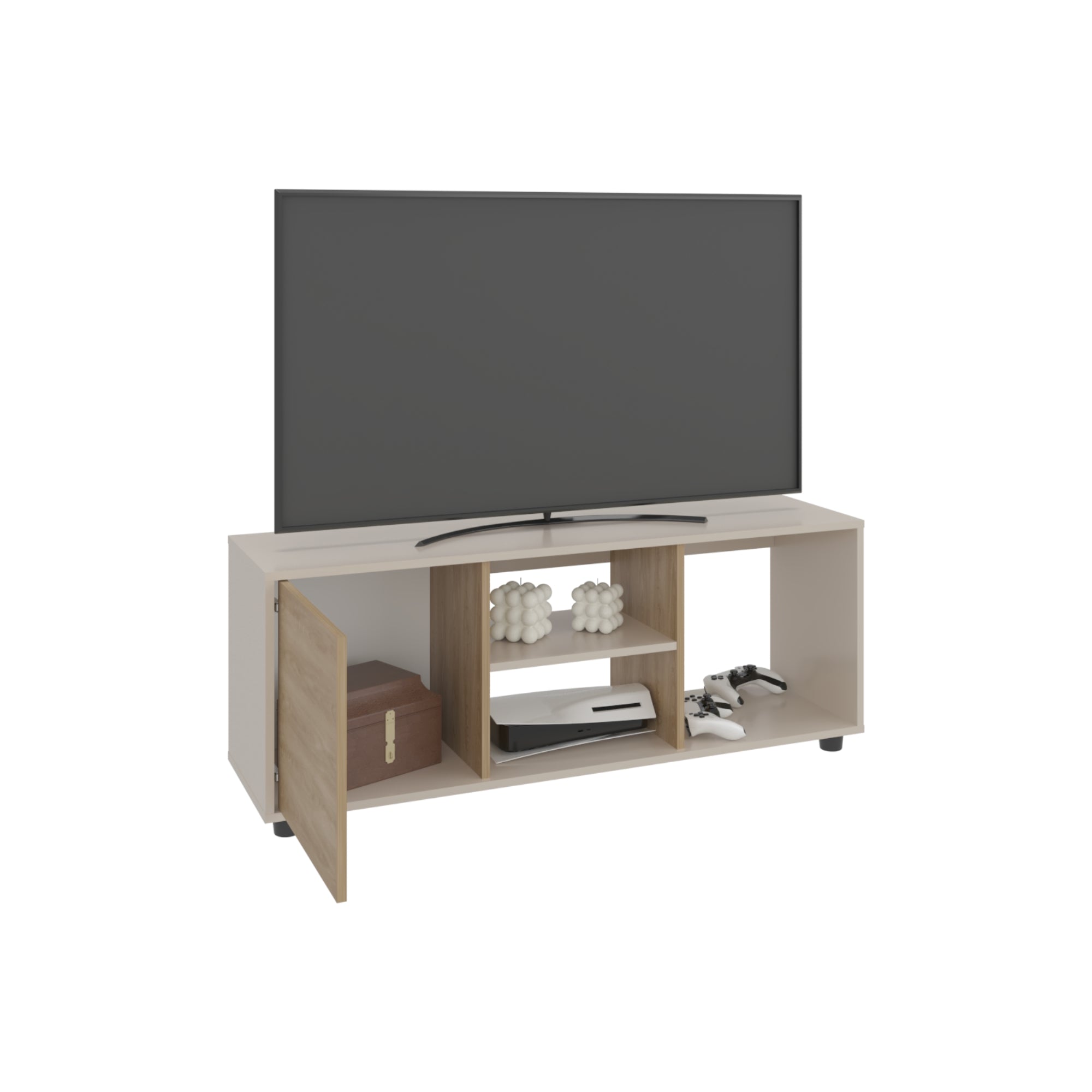 RACK TV 50' 120,3X34,9X46,7 BEIGE Y EN COLOR CAFE CLARO - 4