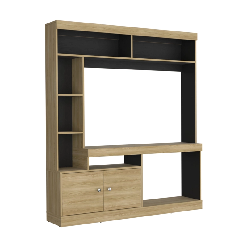 ESTANTE TV 52' 170,6X150X30,3 CM EN COLOR CAFE CLARO Y EN COLOR NEGRO - 1