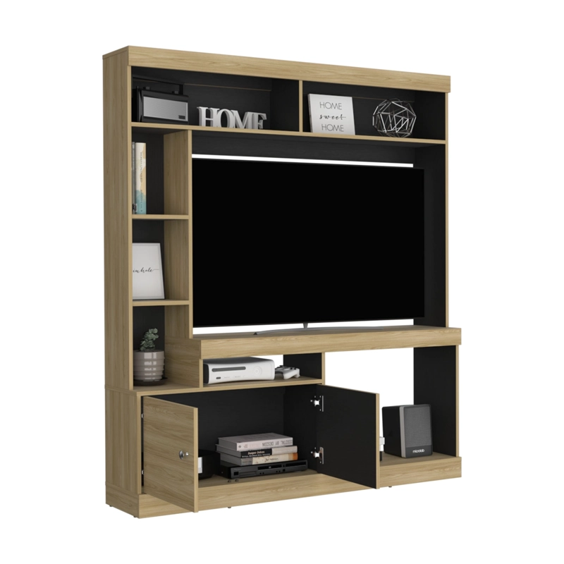 ESTANTE TV 52' 170,6X150X30,3 CM EN COLOR CAFE CLARO Y EN COLOR NEGRO - 4