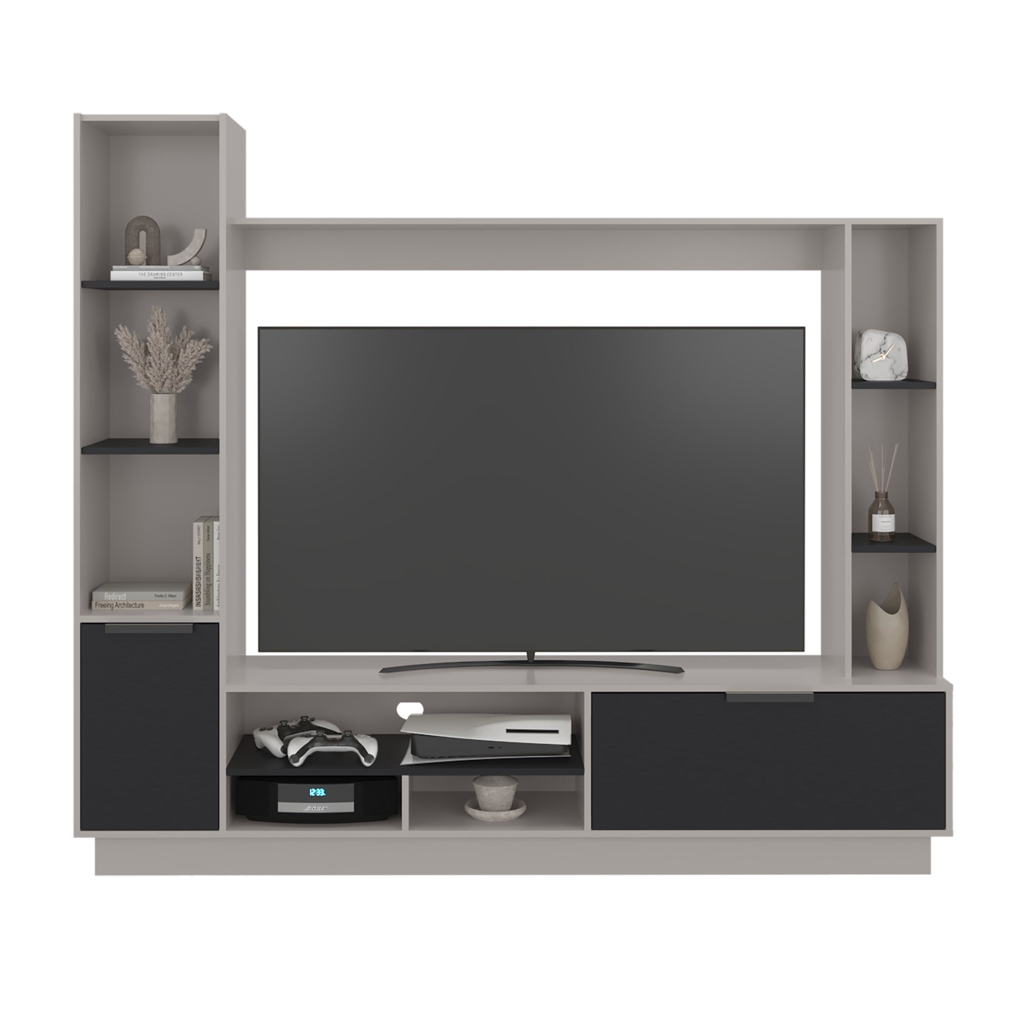 ESTANTE TV 60' 2 PUERTAS BEIGE Y EN COLOR NEGRO - 3