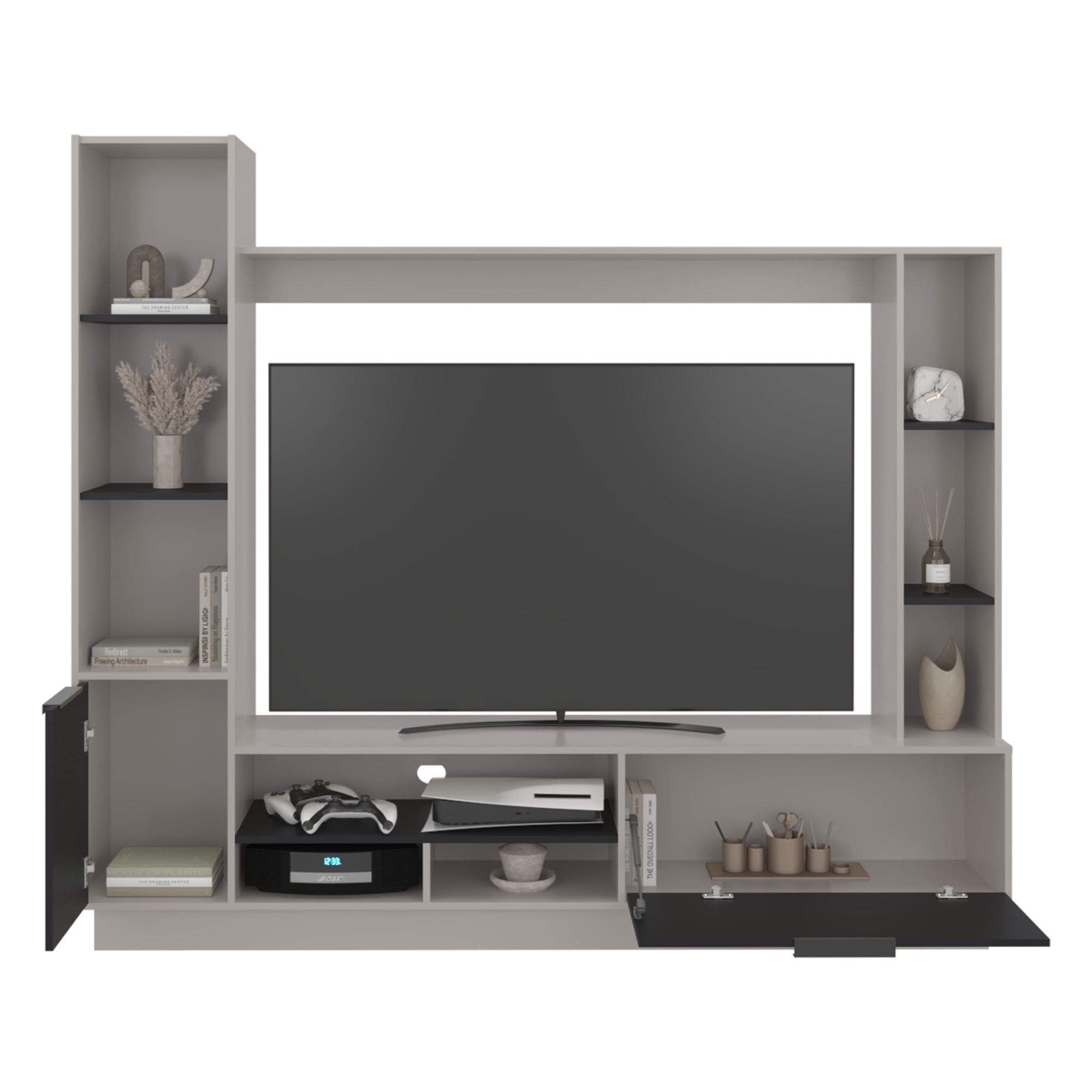 ESTANTE TV 60' 2 PUERTAS BEIGE Y EN COLOR NEGRO - 4