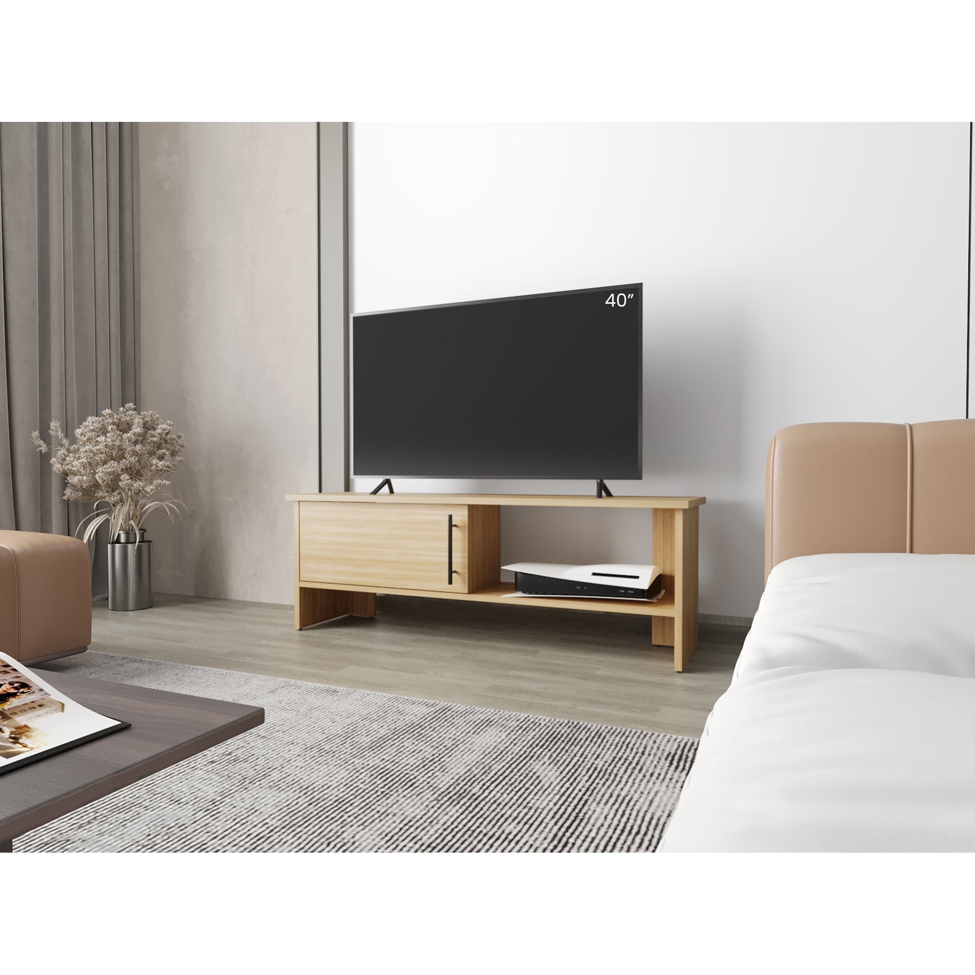 RACK TV 65' 1 PUERTA 42,2X120,3X31,1 CM EN COLOR CAFE CLARO - 5