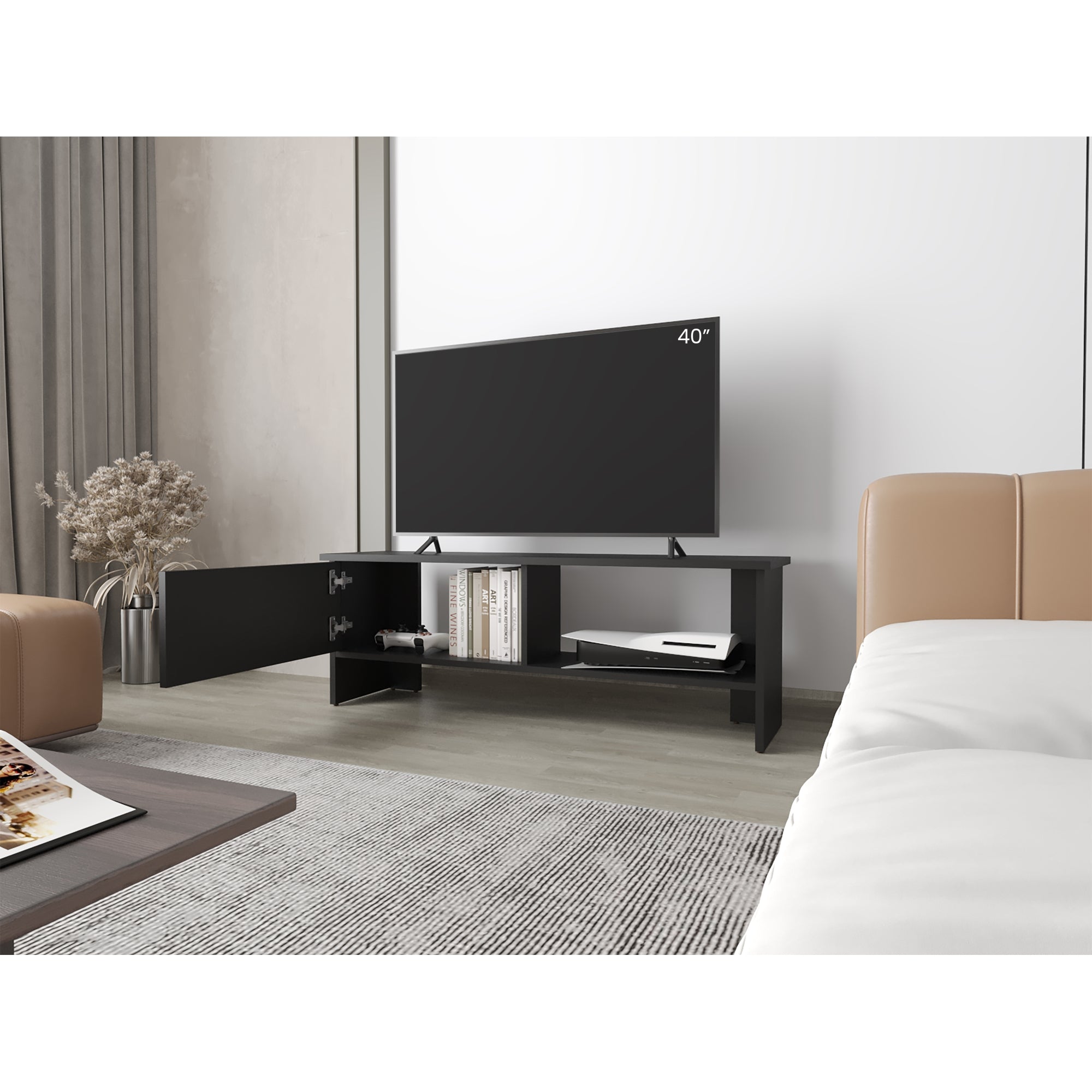 RACK TV 65' 1 PUERTA 42,2X120,3X31,1 CM EN COLOR NEGRO - 6