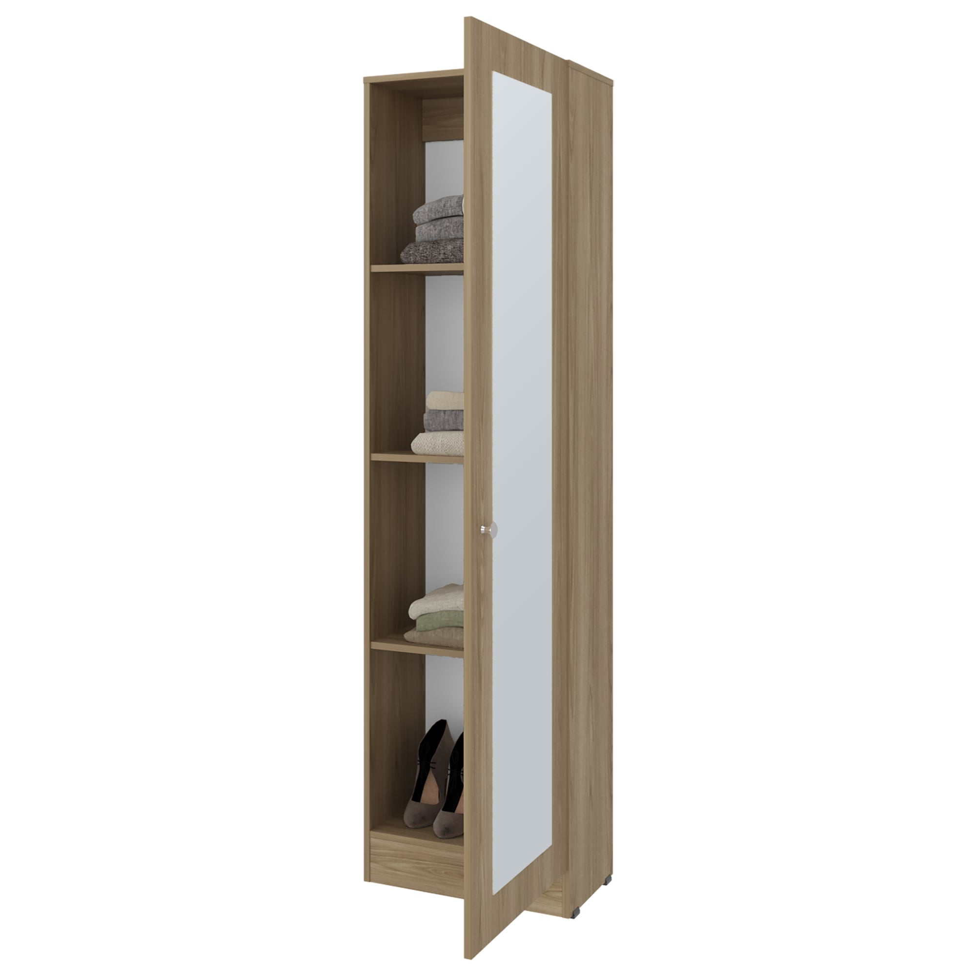 CLOSET 1 PUERTA CON ESPEJO 180,1X49,1X30,2 CM CAFE CLARO - 3