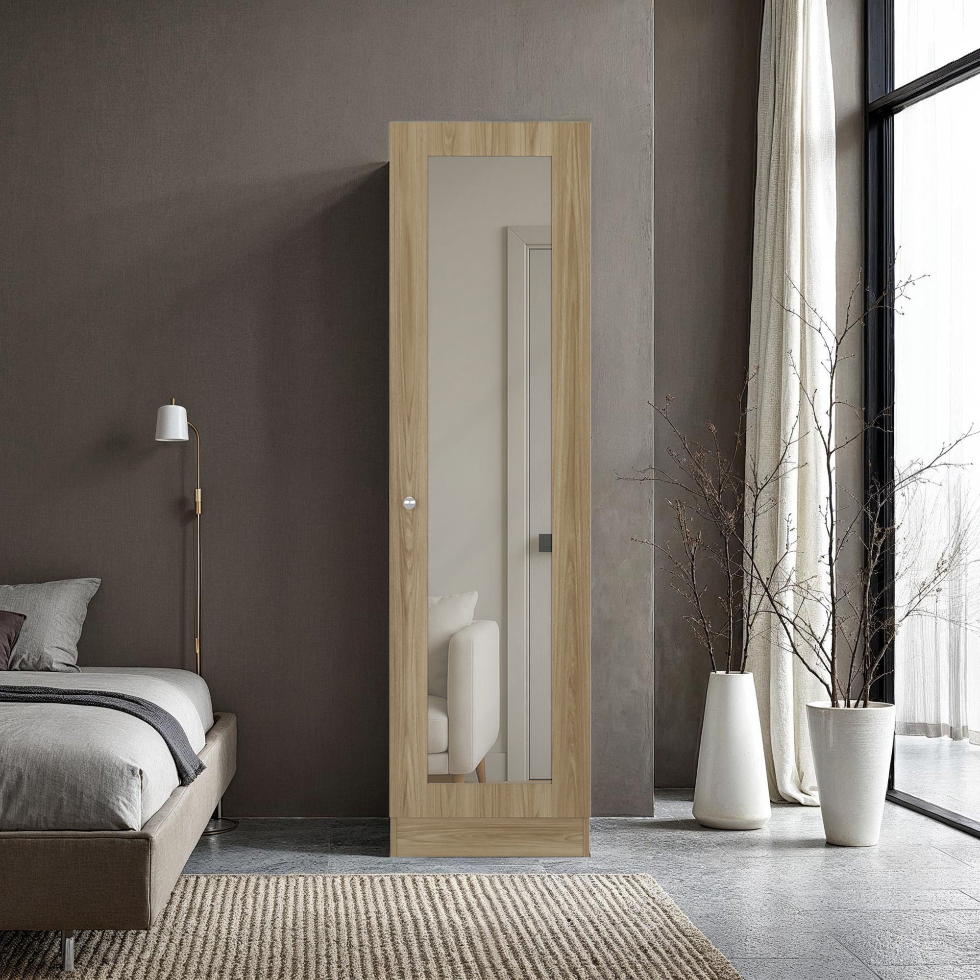 CLOSET 1 PUERTA CON ESPEJO 180,1X49,1X30,2 CM CAFE CLARO - 5