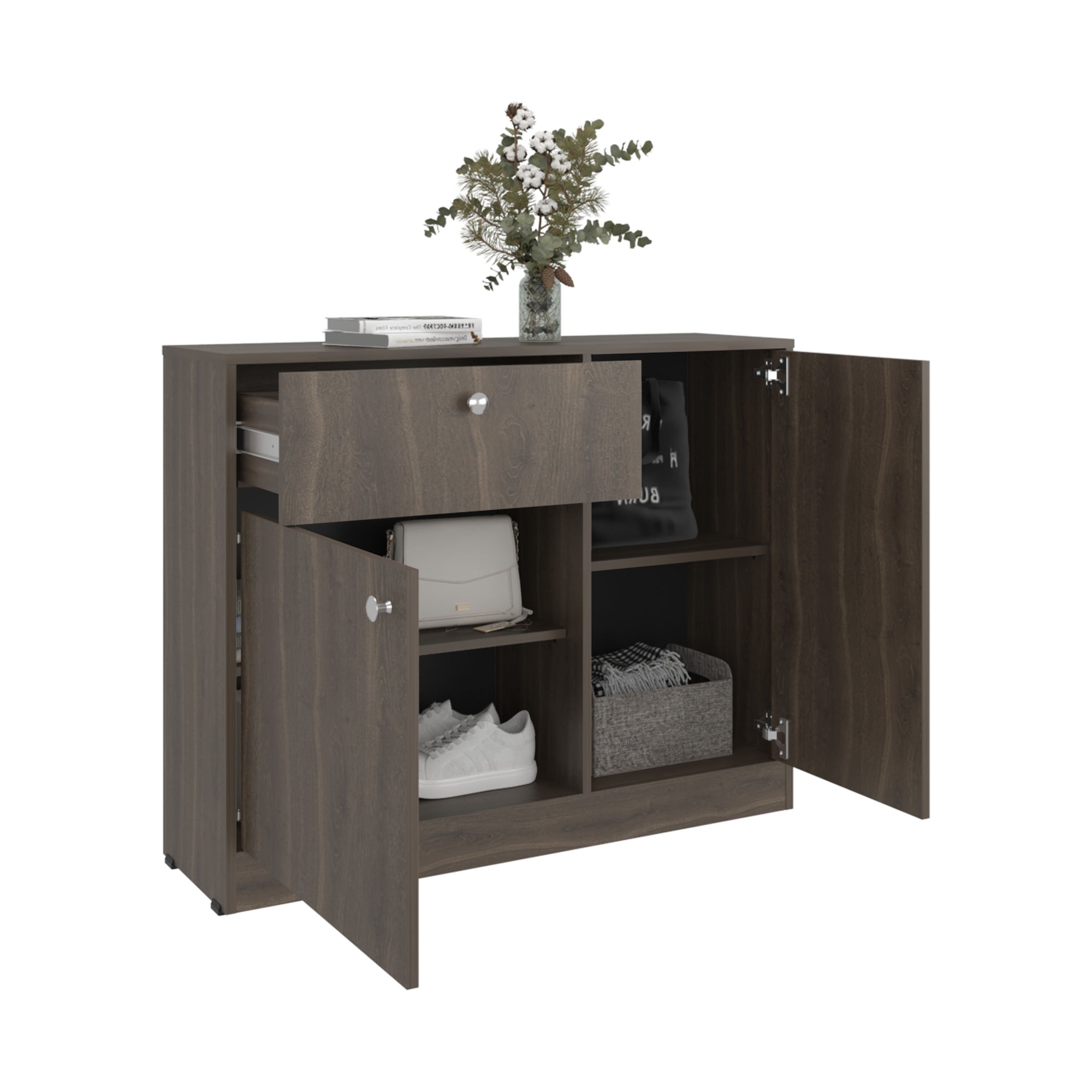 COMODA 2 PUERTAS 80X100X30,2 CM CAFE OSCURO - 3