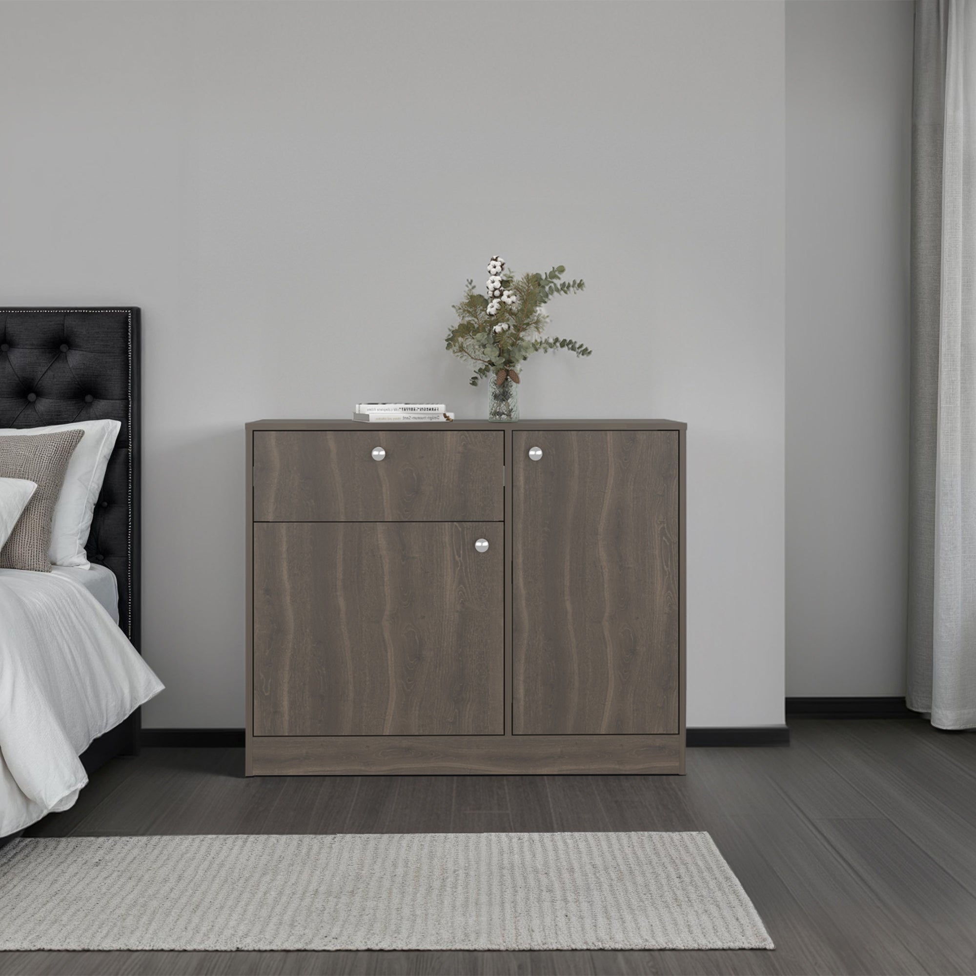 COMODA 2 PUERTAS 80X100X30,2 CM CAFE OSCURO - 5