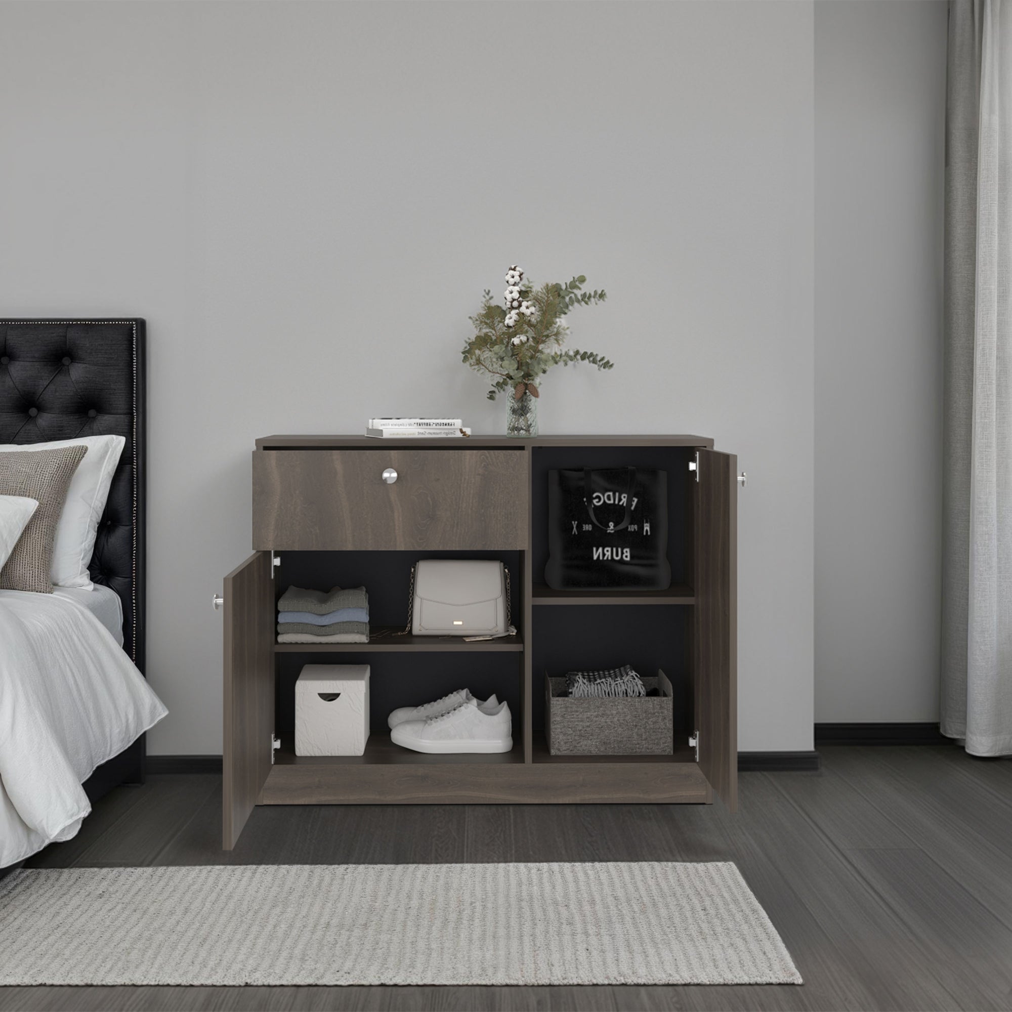 COMODA 2 PUERTAS 80X100X30,2 CM CAFE OSCURO - 6