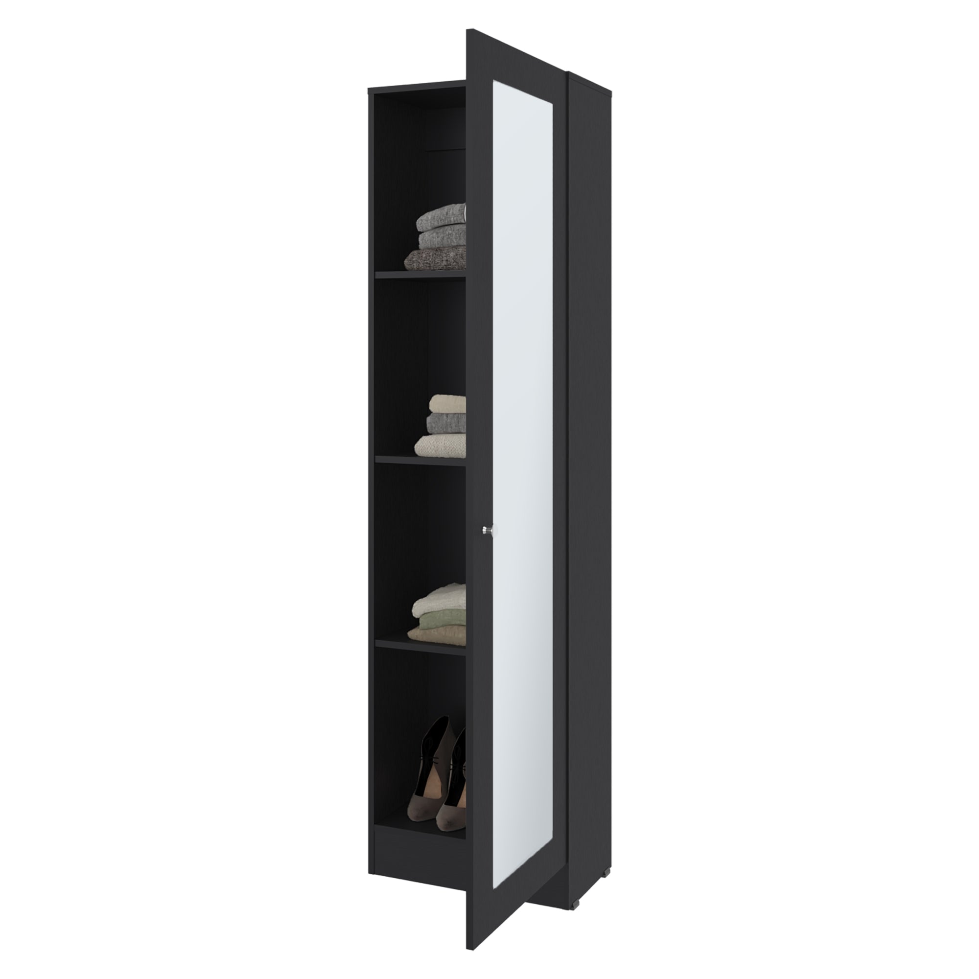 CLOSET 1 PUERTA CON ESPEJO 180,1X49,1X30,2 CM NEGRO - 3