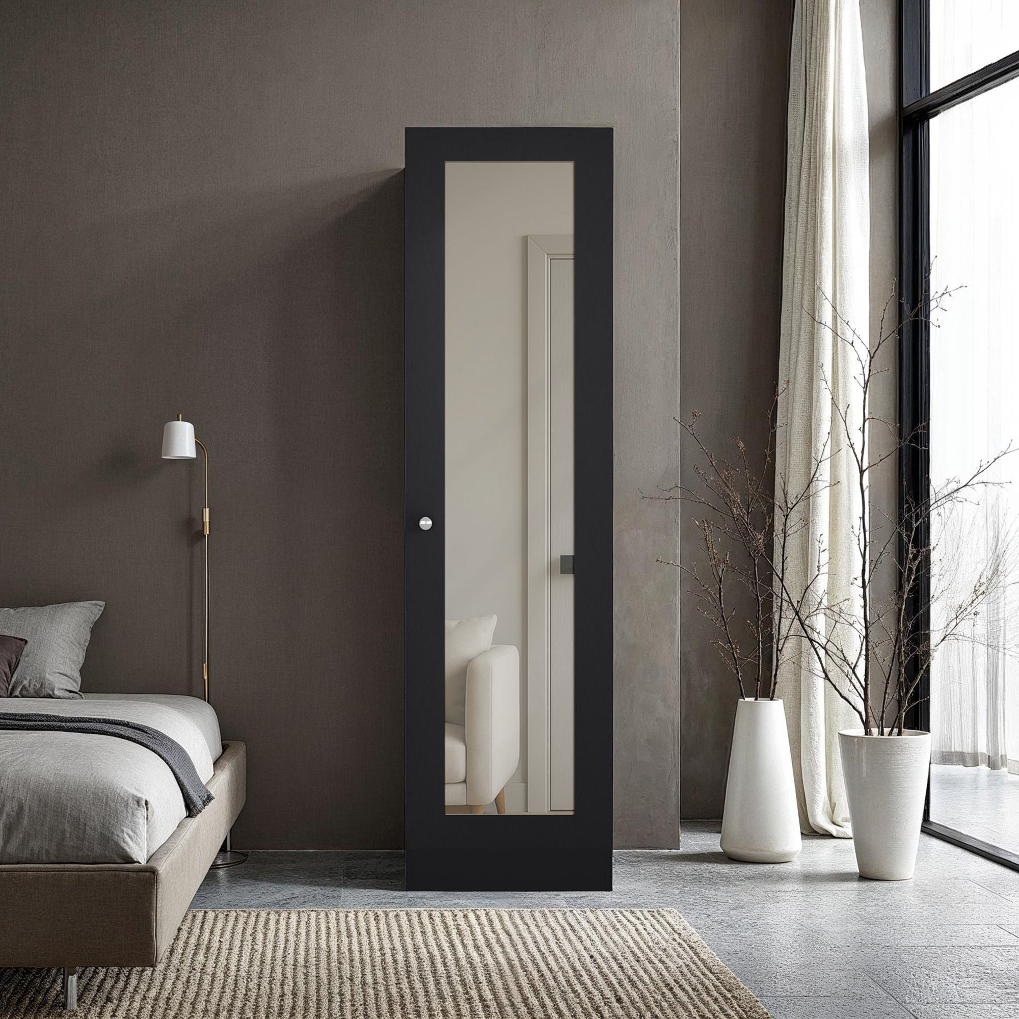 CLOSET 1 PUERTA CON ESPEJO 180,1X49,1X30,2 CM NEGRO - 5