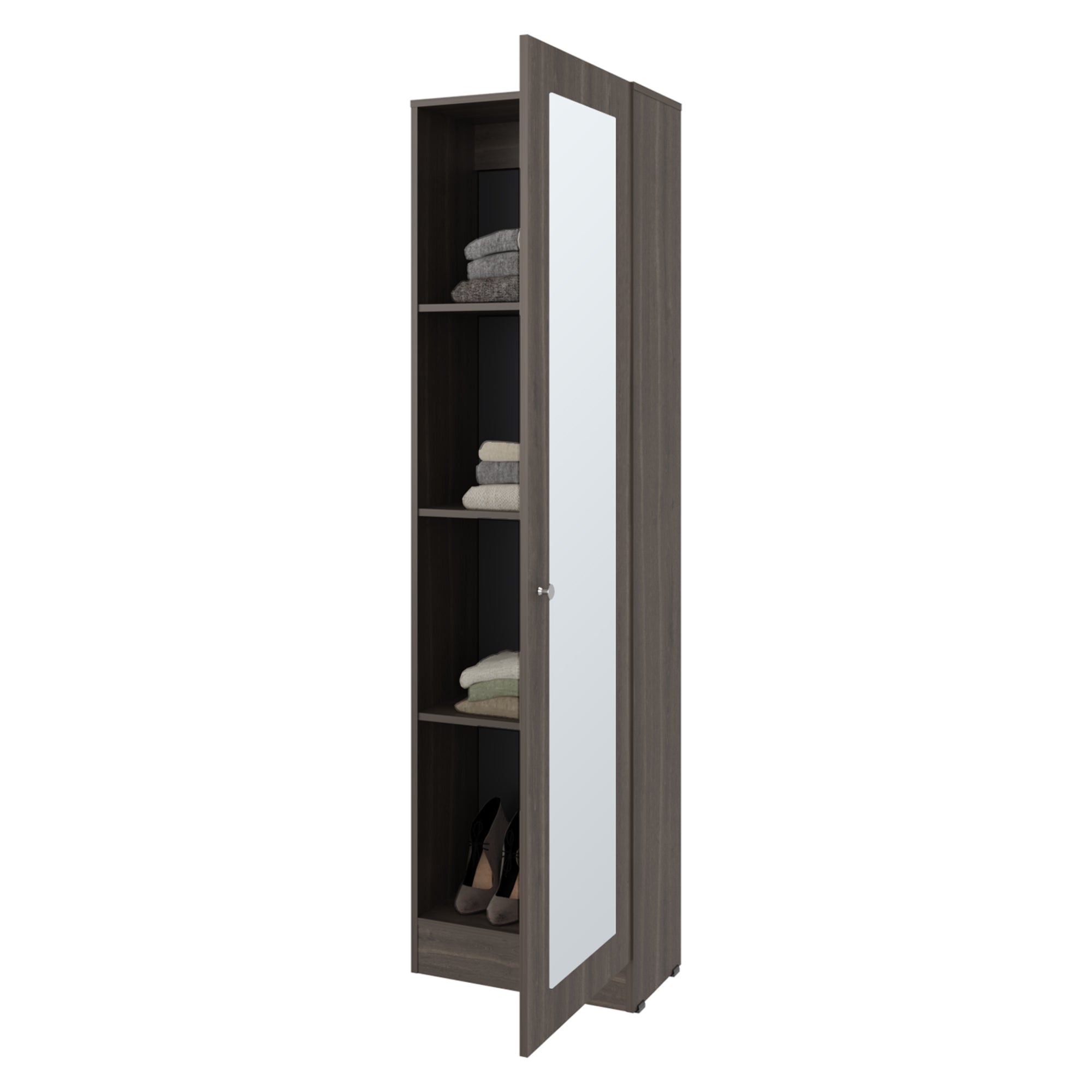 CLOSET 1 PUERTA CON ESPEJO 180,1X49,1X30,2 CM CAFE OSCURO - 3