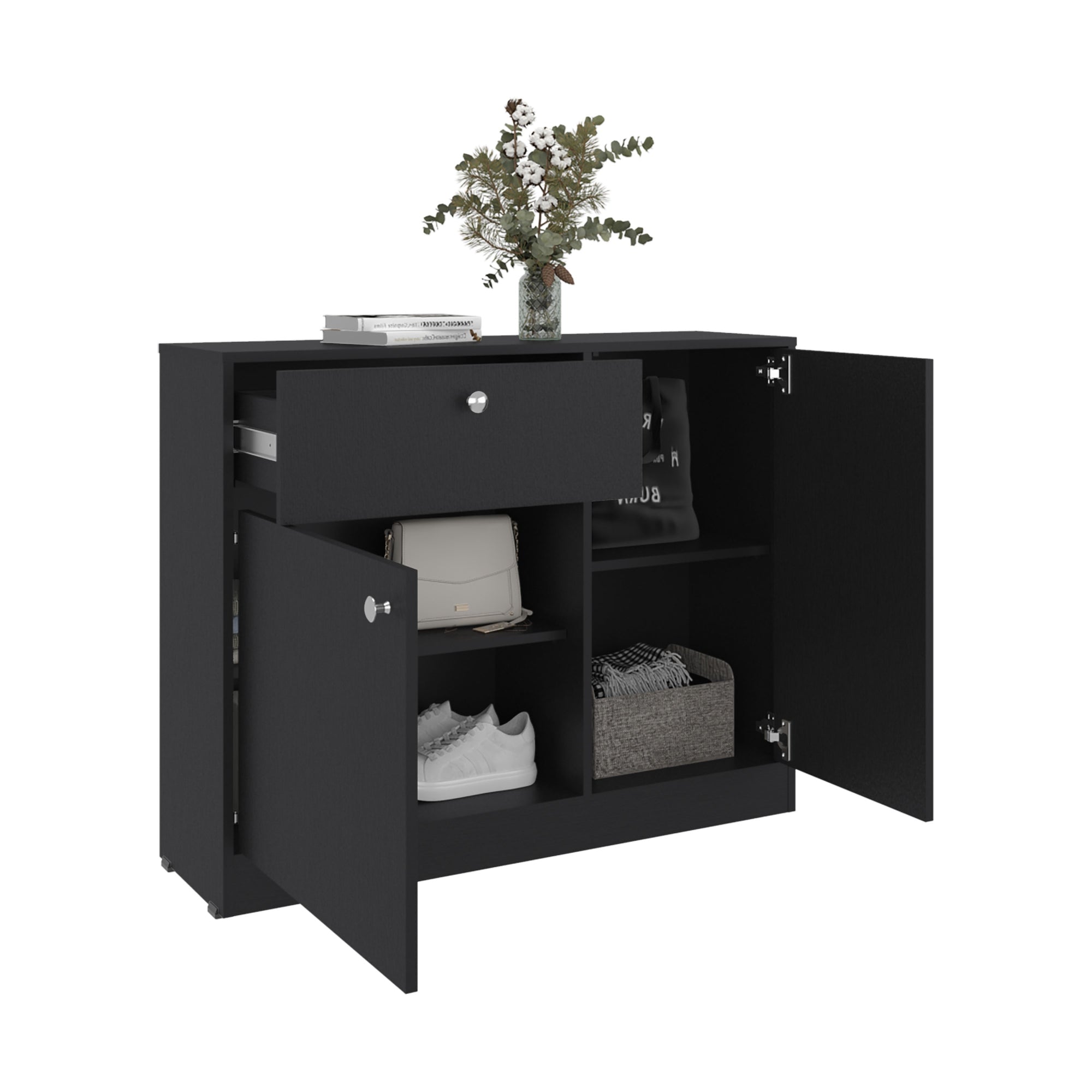 COMODA 2 PUERTAS 80X100X30,2 CM NEGRO - 3