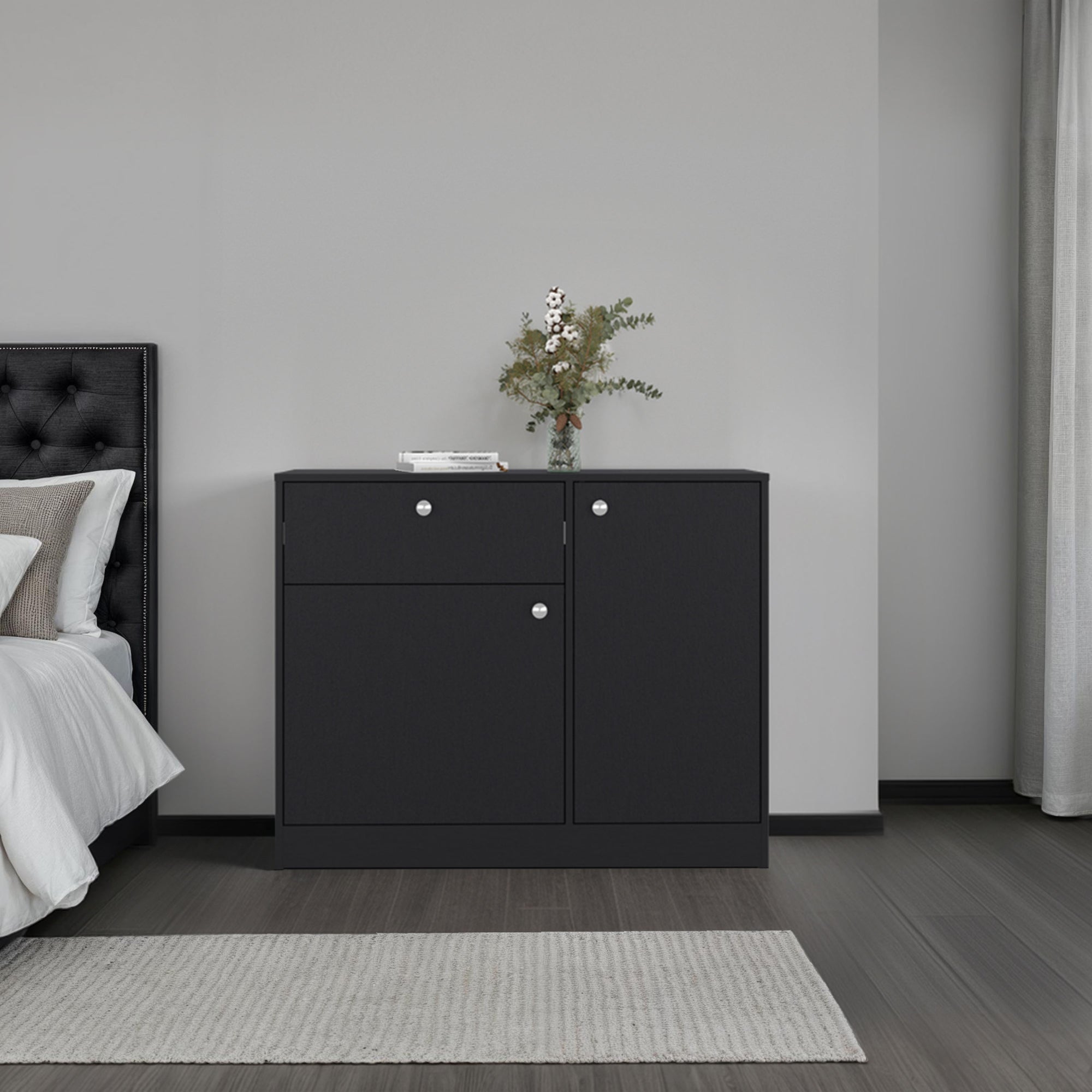 COMODA 2 PUERTAS 80X100X30,2 CM NEGRO - 5