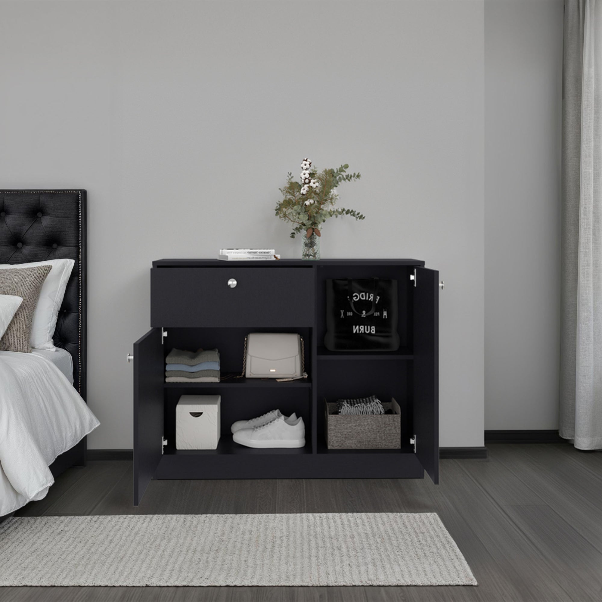 COMODA 2 PUERTAS 80X100X30,2 CM NEGRO - 6