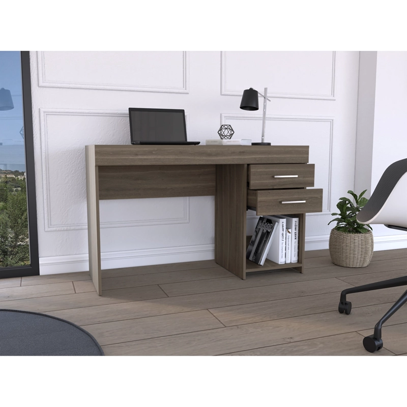ESCRITORIO FM CON 2 CAJONES CAFE  OSCURO 75X120X45,7 CM - 2