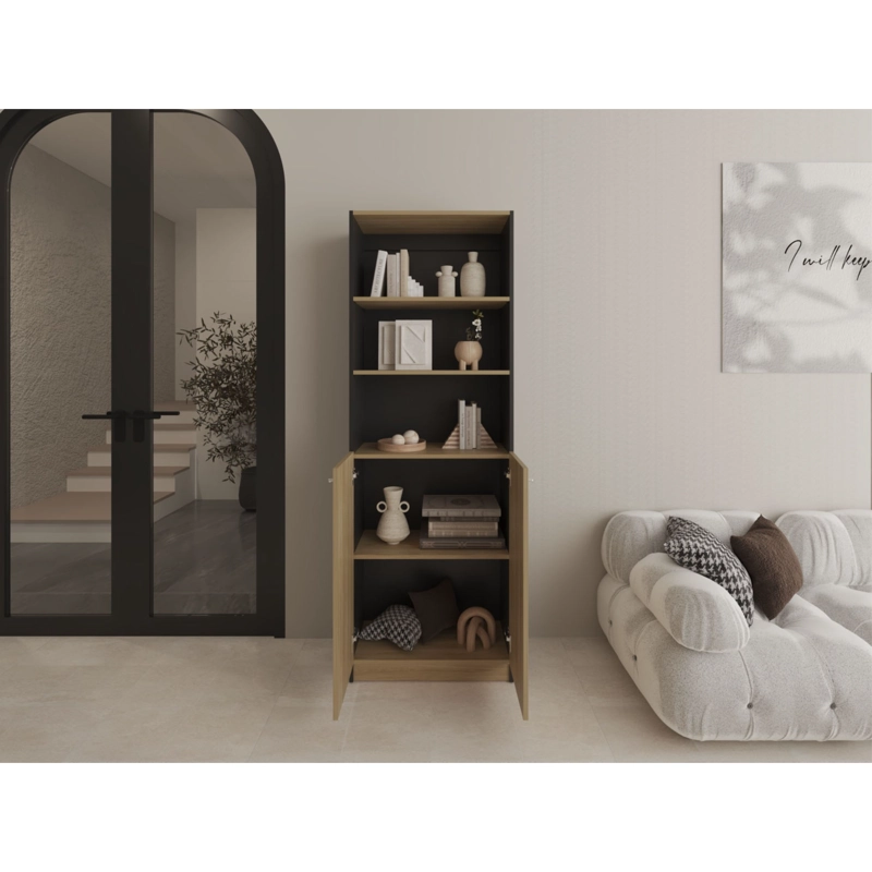 ESTANTE ORGANIZADOR 2 PUERTAS 180,6X62,8X29,9 CM NEGRO Y CAFE  CLARO - 6