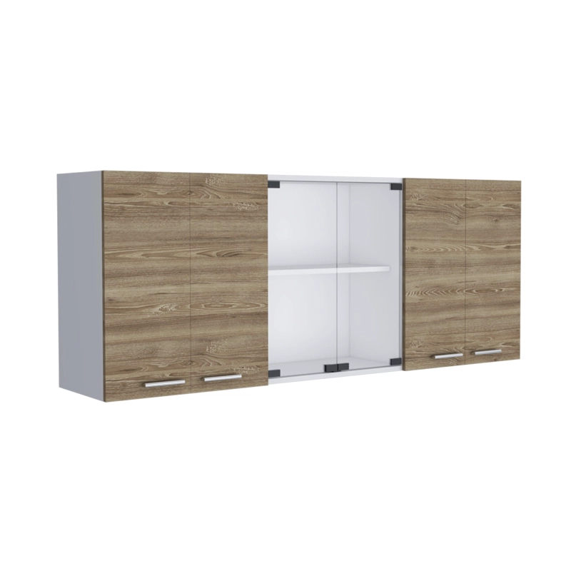 MUEBLE SUPERIOR DE COCINA 6 PUERTAS 150X60X31,5 CM CAFE  Y BLANCO - 1