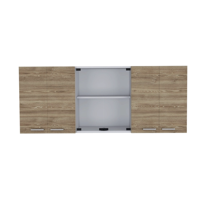 MUEBLE SUPERIOR DE COCINA 6 PUERTAS 150X60X31,5 CM CAFE  Y BLANCO - 2