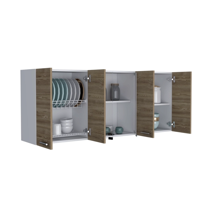 MUEBLE SUPERIOR DE COCINA 6 PUERTAS 150X60X31,5 CM CAFE  Y BLANCO - 3