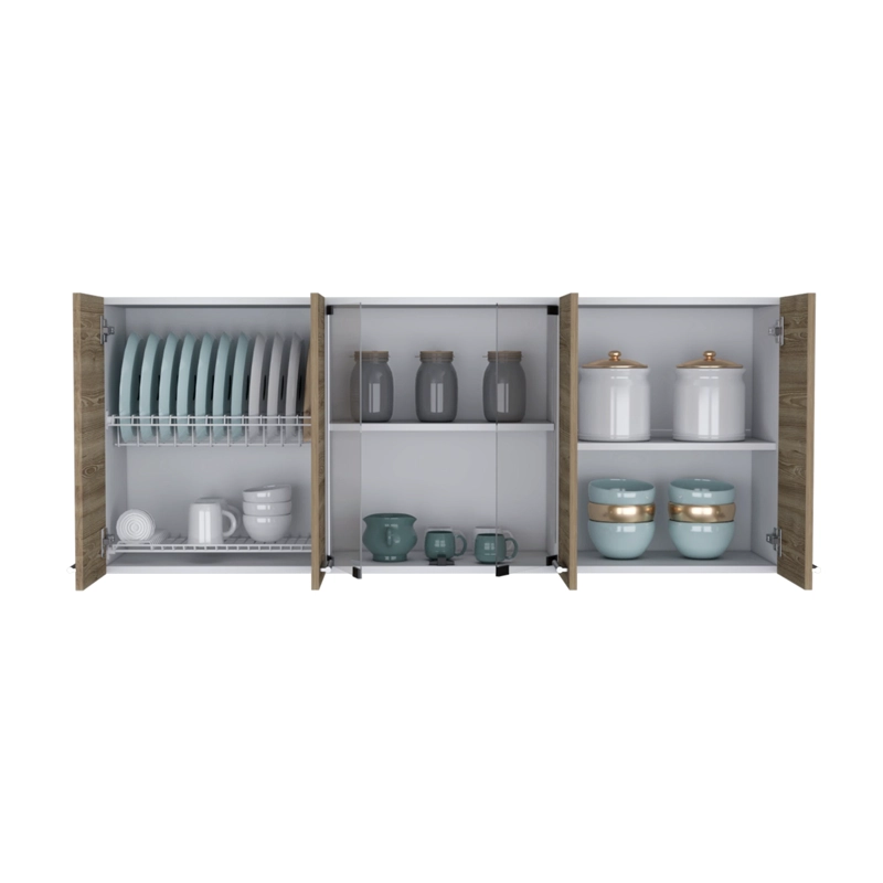 MUEBLE SUPERIOR DE COCINA 6 PUERTAS 150X60X31,5 CM CAFE  Y BLANCO - 4