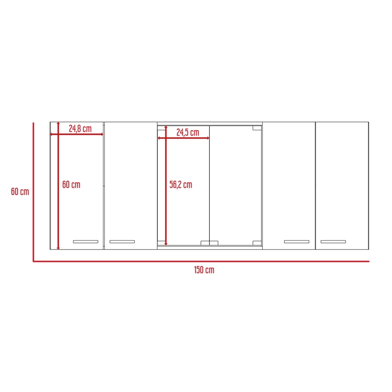 MUEBLE SUPERIOR DE COCINA 6 PUERTAS 150X60X31,5 CM CAFE  Y BLANCO - 8