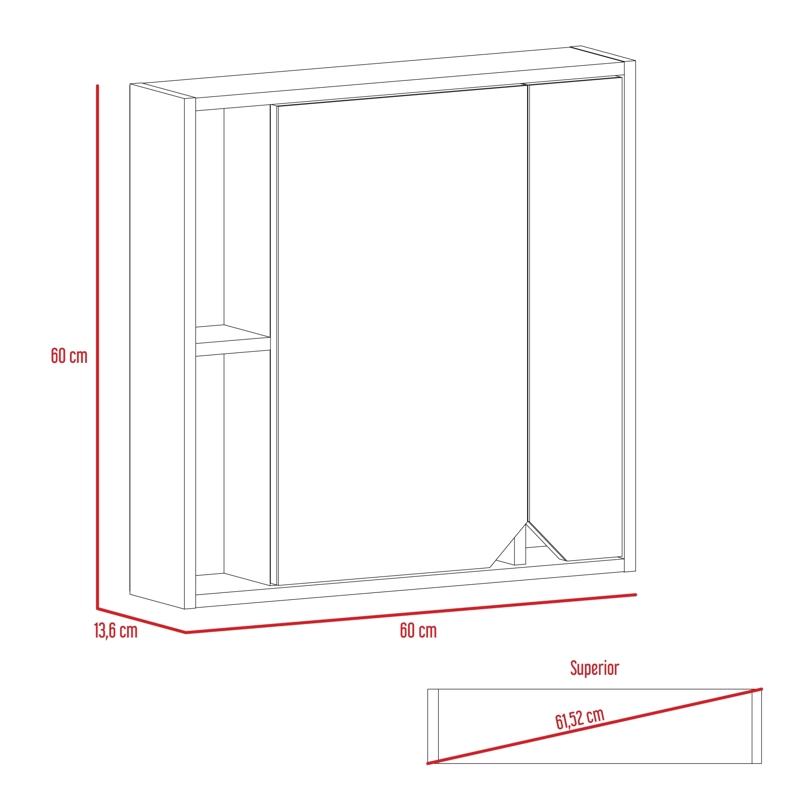 BOTIQUIN DE BAÑO 60X60X13,6 CM CAFE  CLARO CON ESPEJO - 7