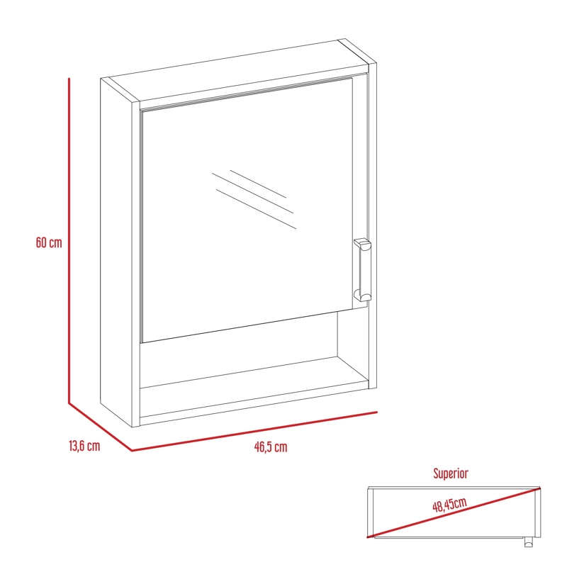 BOTIQUIN 1 PUERTA 60X46,5X13,6 CM CAFE  OSCURO - 3