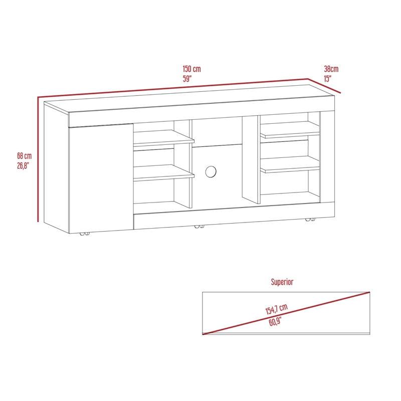 MESA PARA TV 65' FM 68X150X38 CM CAFE  CLARO Y GRIS - 7