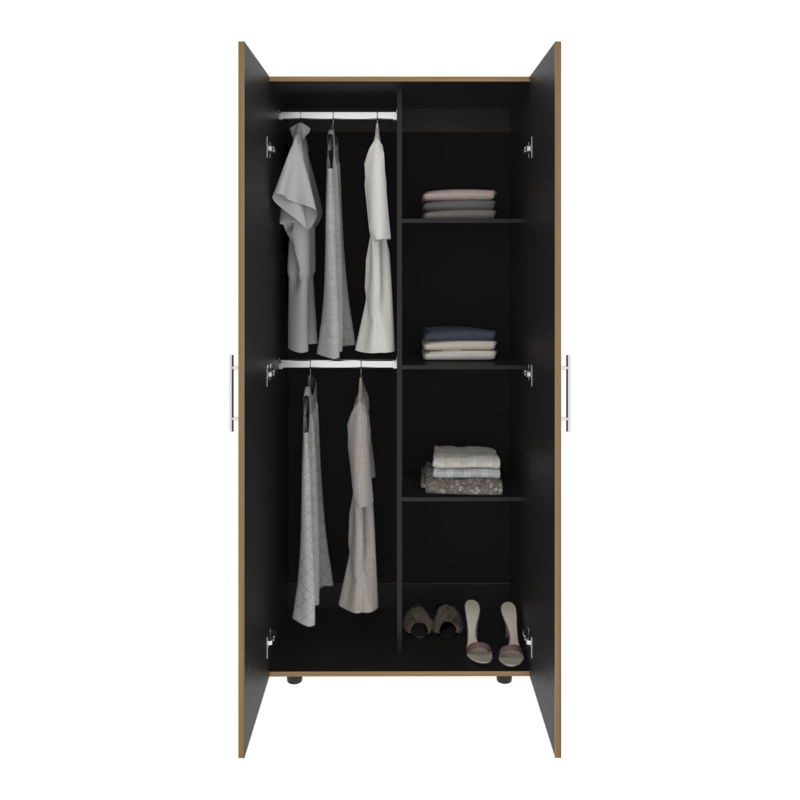 CLOSET 2 PUERTAS FM MELAMINA CAFE  CLARO Y BLANCO 180X80X48 CM - 4