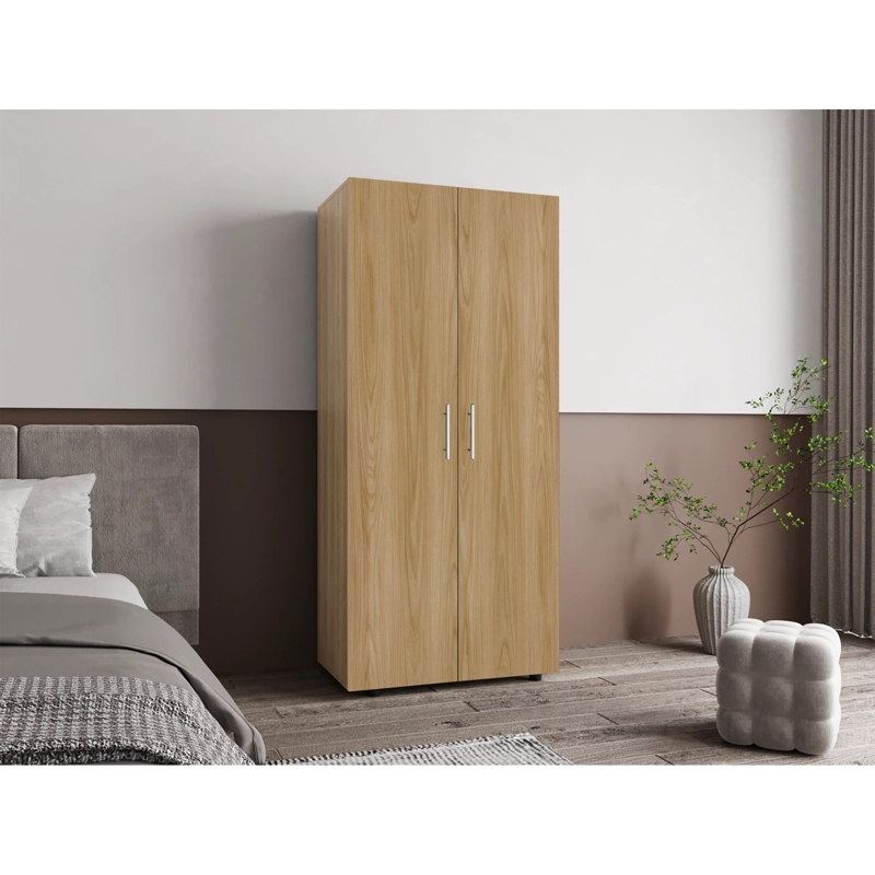CLOSET 2 PUERTAS FM MELAMINA CAFE  CLARO Y BLANCO 180X80X48 CM - 6