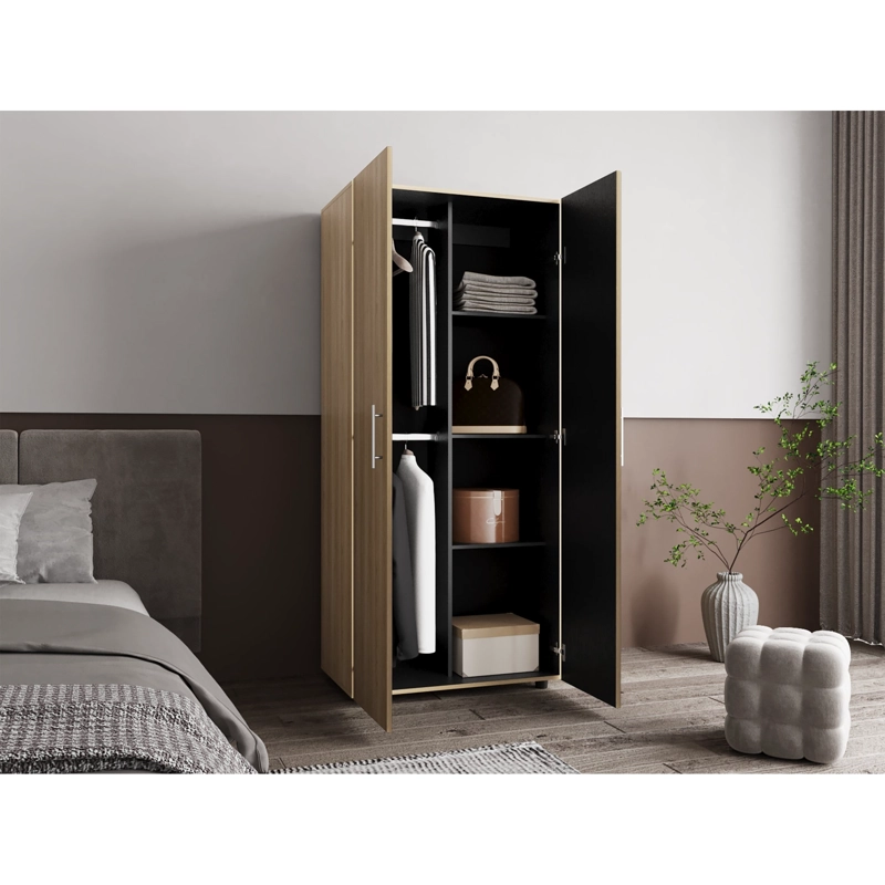 CLOSET 2 PUERTAS FM MELAMINA CAFE  CLARO Y BLANCO 180X80X48 CM - 7
