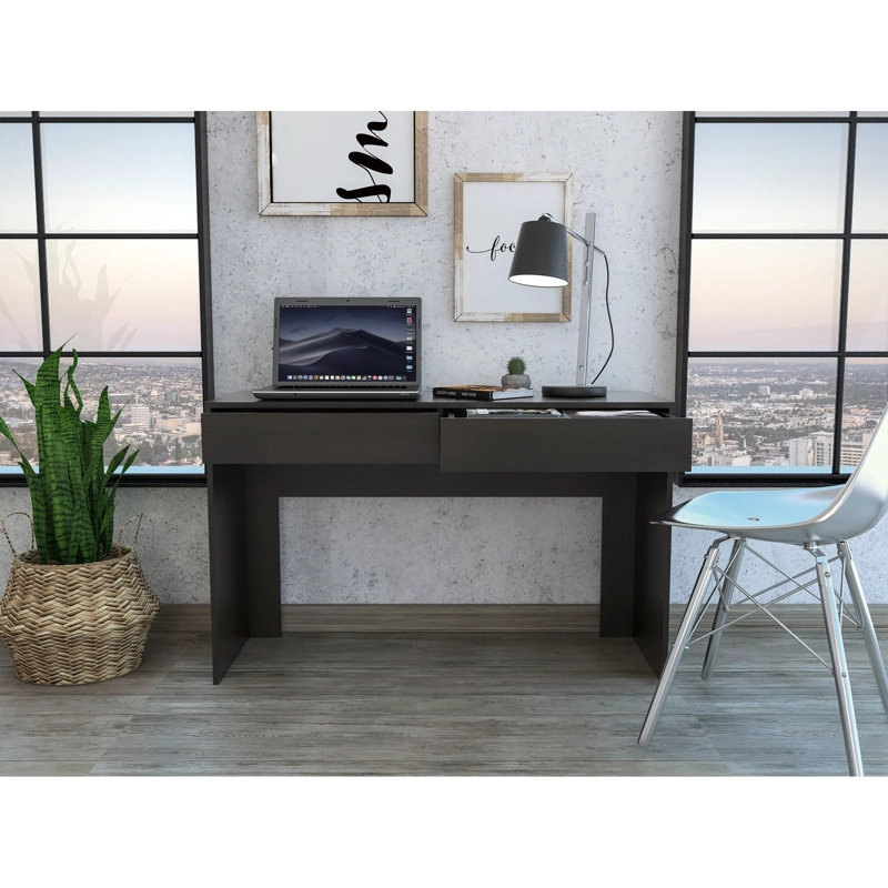 ESCRITORIO MODERNO CON 2 CAJONES 75X120X45 CM NEGRO - 6