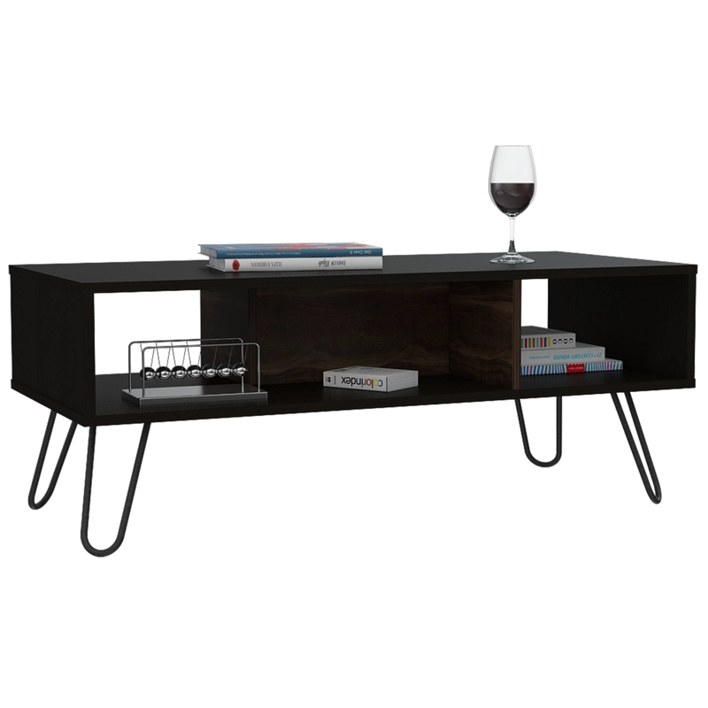 MESA DE CENTRO 40X101,1X45 CM NEGRO Y CAFE  OSCURO - 3