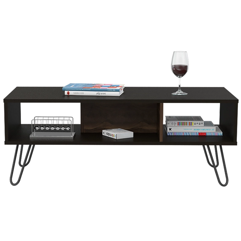 MESA DE CENTRO 40X101,1X45 CM NEGRO Y CAFE  OSCURO - 4